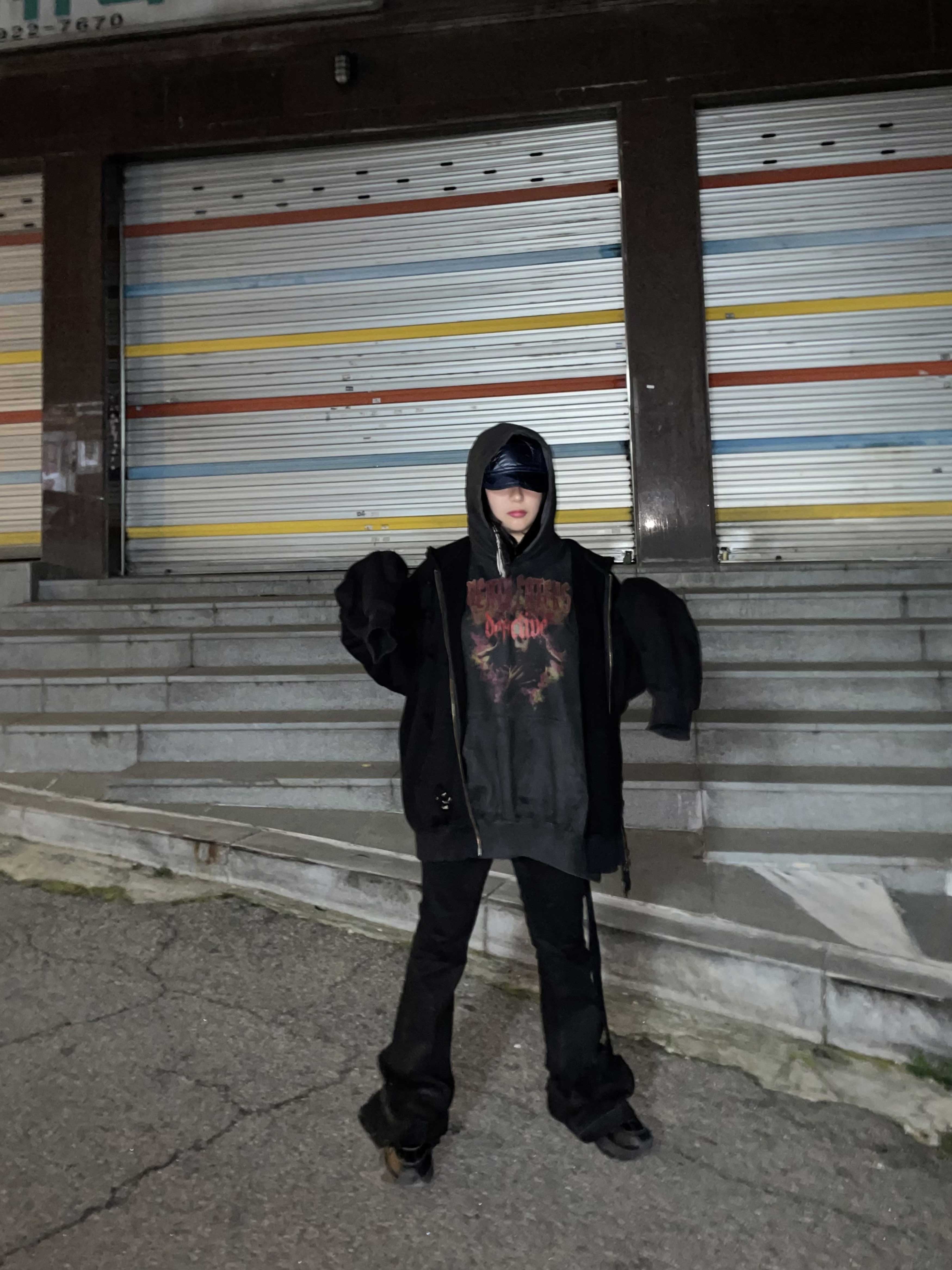 Undermycar Otter Oversized Damage-Washed Hood Zip-Up Sepia - 22FW 착용 스타일 - 1