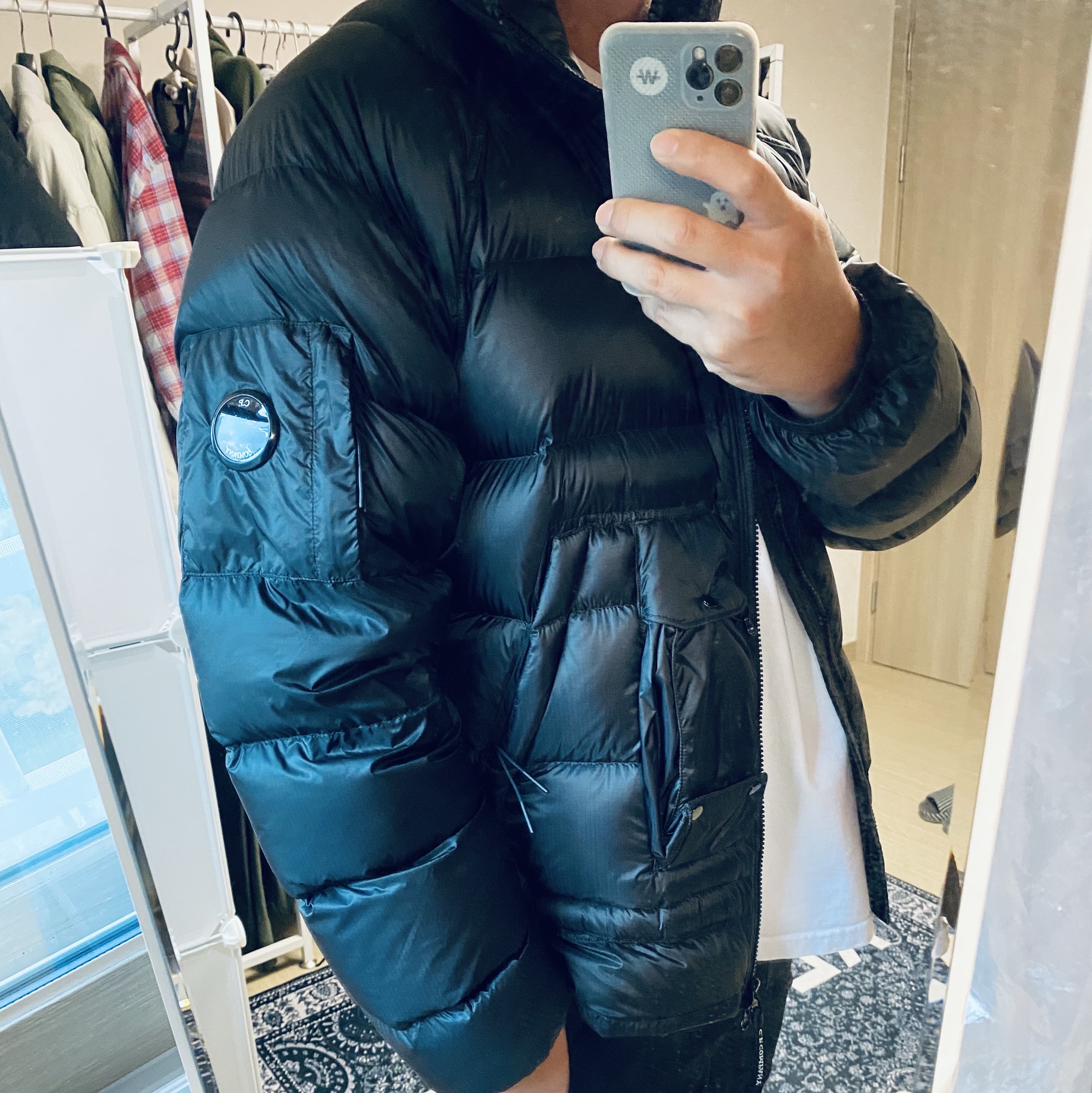 C.P. Company DD Shell Detachable Hood Down Jacket Black - 22FW 착용 스타일 - 1