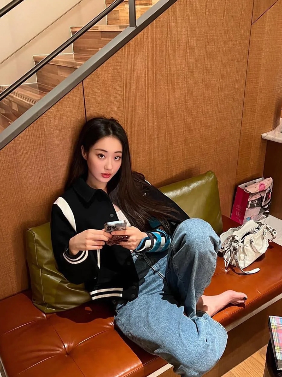 Celine Hooded Teddy Jacket in Light Nylon Black, Nike NSW Authentics Varsity Jacket Phantom - Asia 착용 스타일 - 4