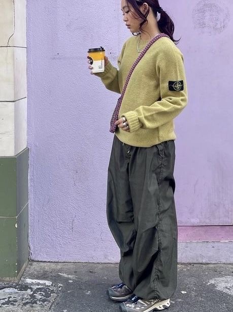 Stone Island 535A3 Lambswool Sweater Dark Beige - 21FW, Salomon XT-6 Moonscape Plum Kitten 착용 스타일