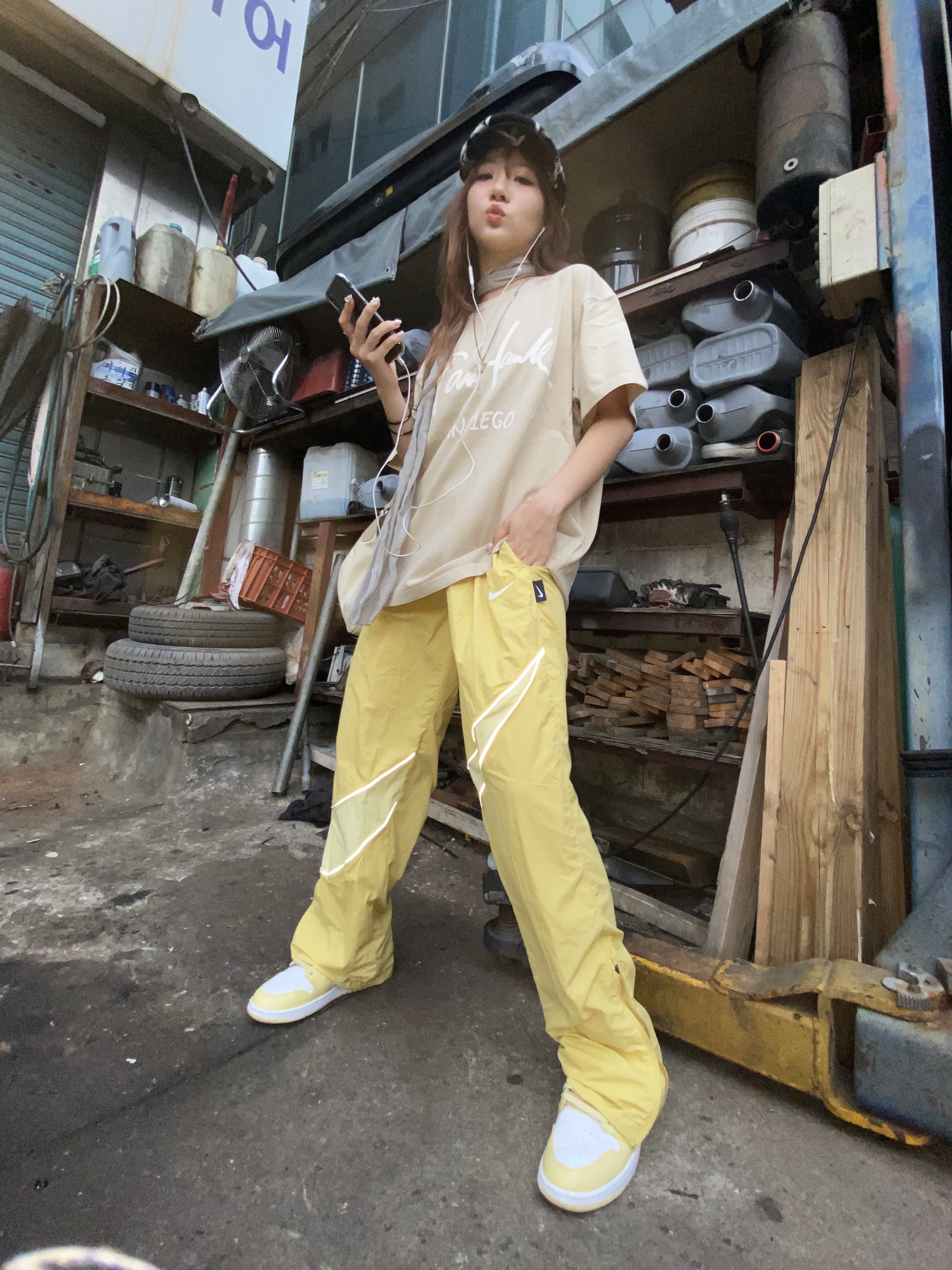 (W) Jordan 1 Mid Lemon Wash Lapis 착용 스타일 - 2
