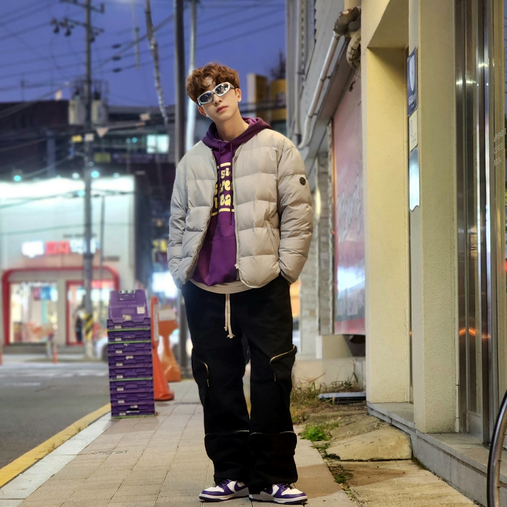 Nike Dunk Low Retro Championship Court Purple 착용 스타일 - 2