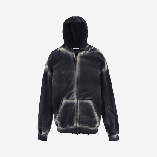 Nos Couleurs Bleached Spray Zip Hoodie Black