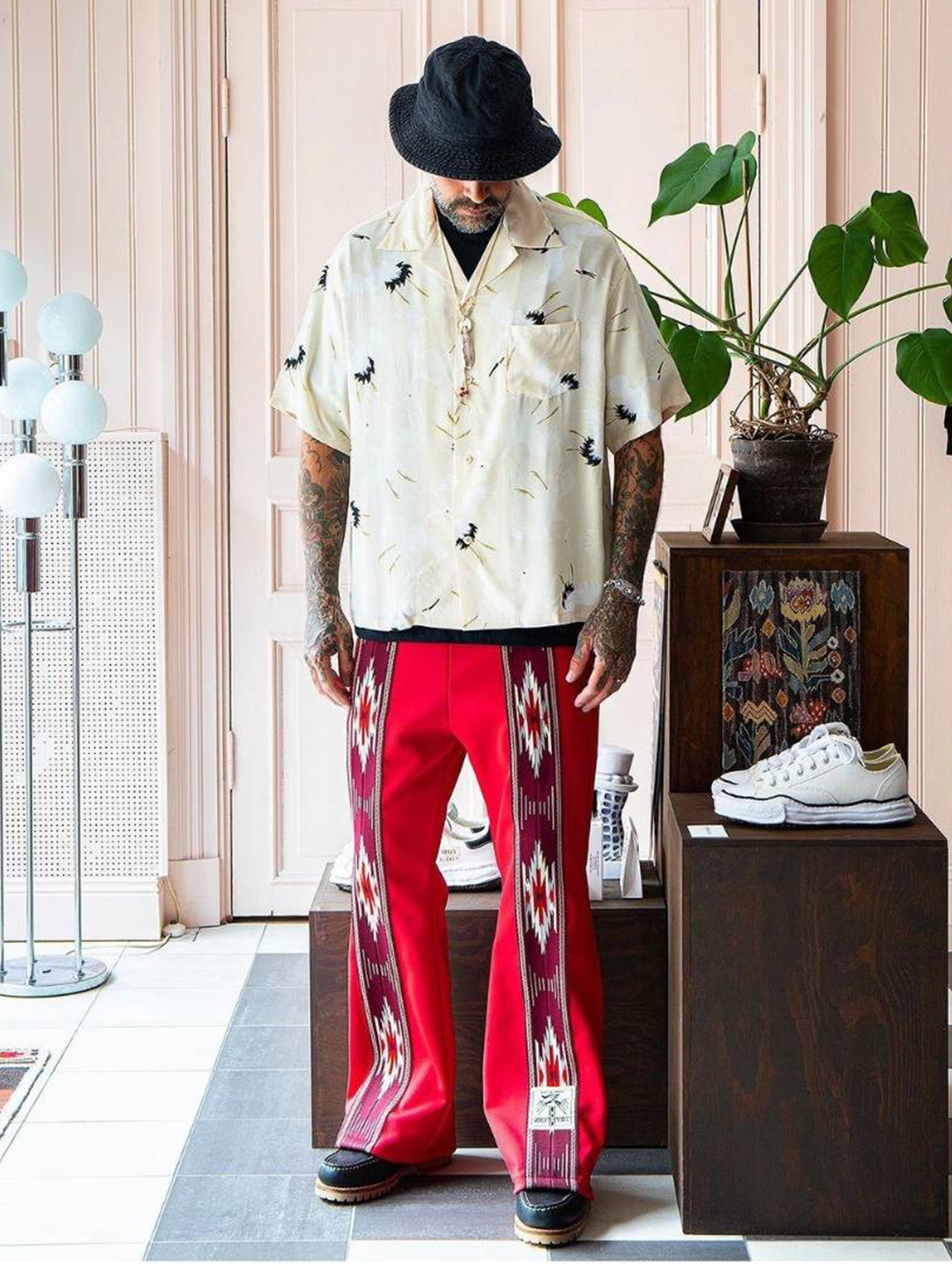 Kapital Smooth Jersey Kochi & Zephyr Sideline Track Pants Engine, Kapital Denim Happy Smith Painter Pants 2023 Indigo 착용 스타일 - 2