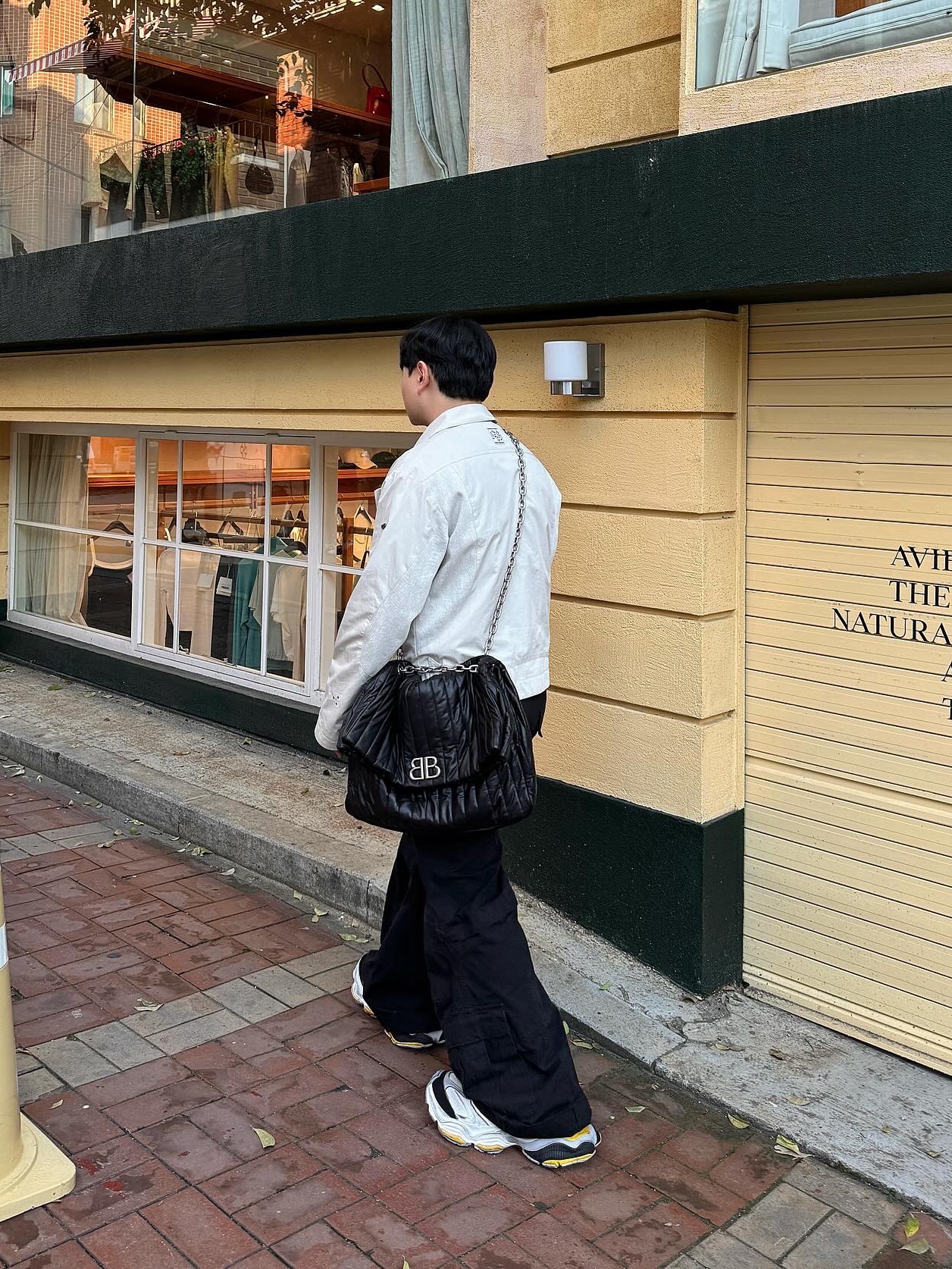 Balenciaga Cargo Sneakers Grey Black Yellow, Balenciaga Flared Cargo Pants Black 착용 스타일 - 2