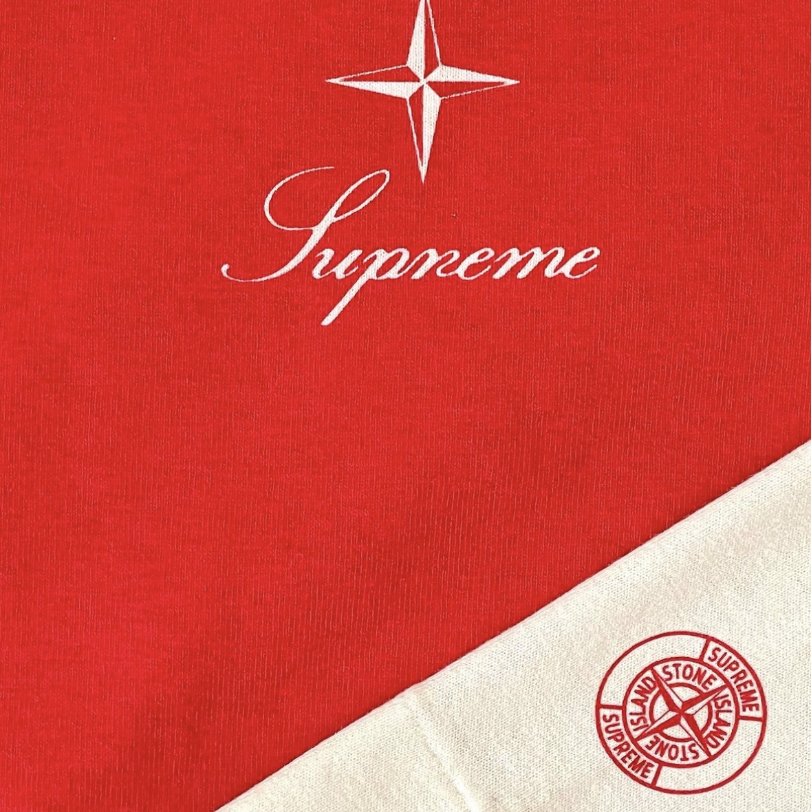 Supreme x Stone Island L/S Top Red - 23FW 착용 스타일