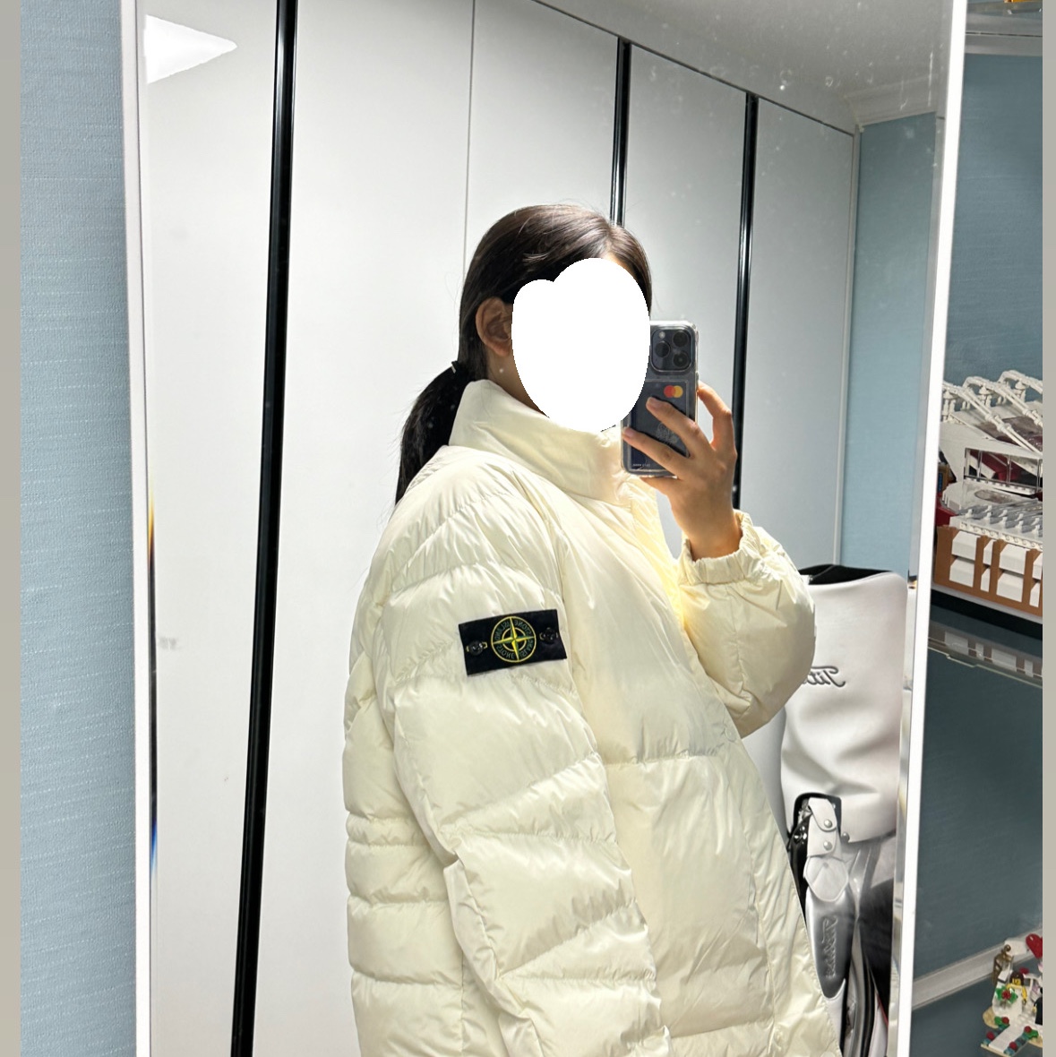 Supreme x Stone Island Reversible Down Puffer Jacket White - 23FW 착용 스타일 - 3