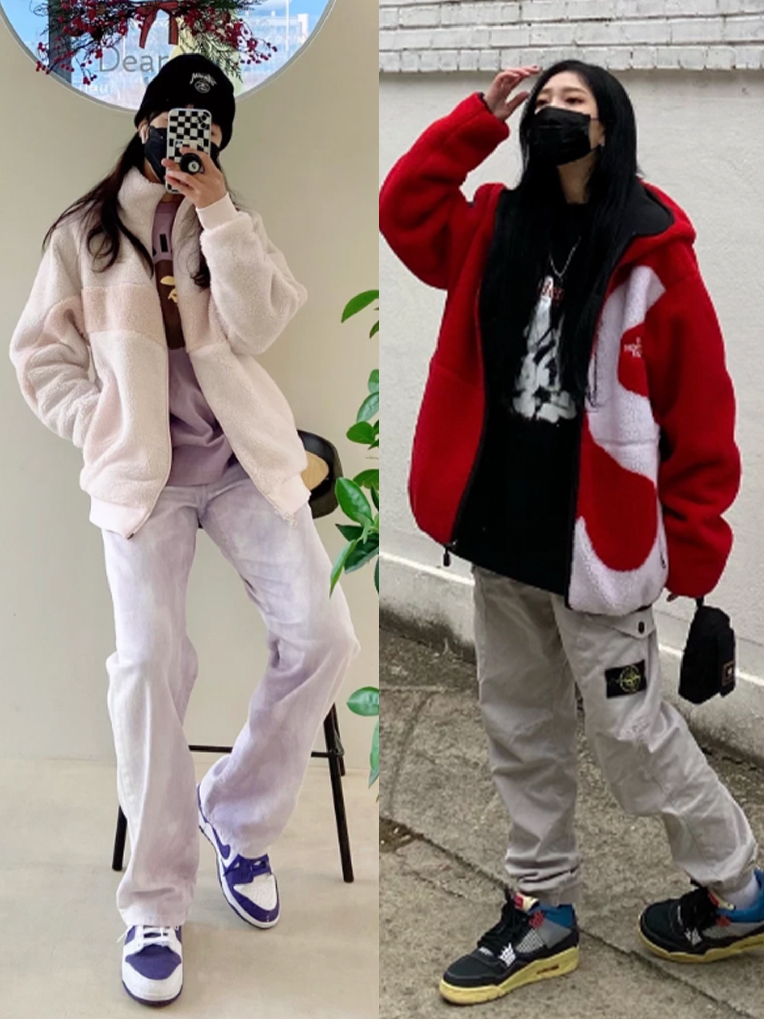 Supreme Saint Michael Fleece Jacket Black - 21SS, Nike Big Swoosh Full Zip Jacket Light Soft Pink Pink Oxford 착용 스타일 - 2