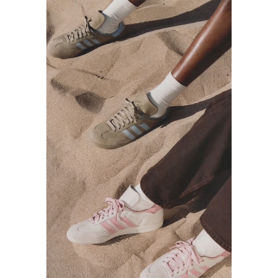 Adidas x Pharrell Williams Humanrace Samba Aluminium Wonder Mauve, Adidas x Pharrell Williams Humanrace Samba Orbit Green Ash Grey 착용 스타일 - 4