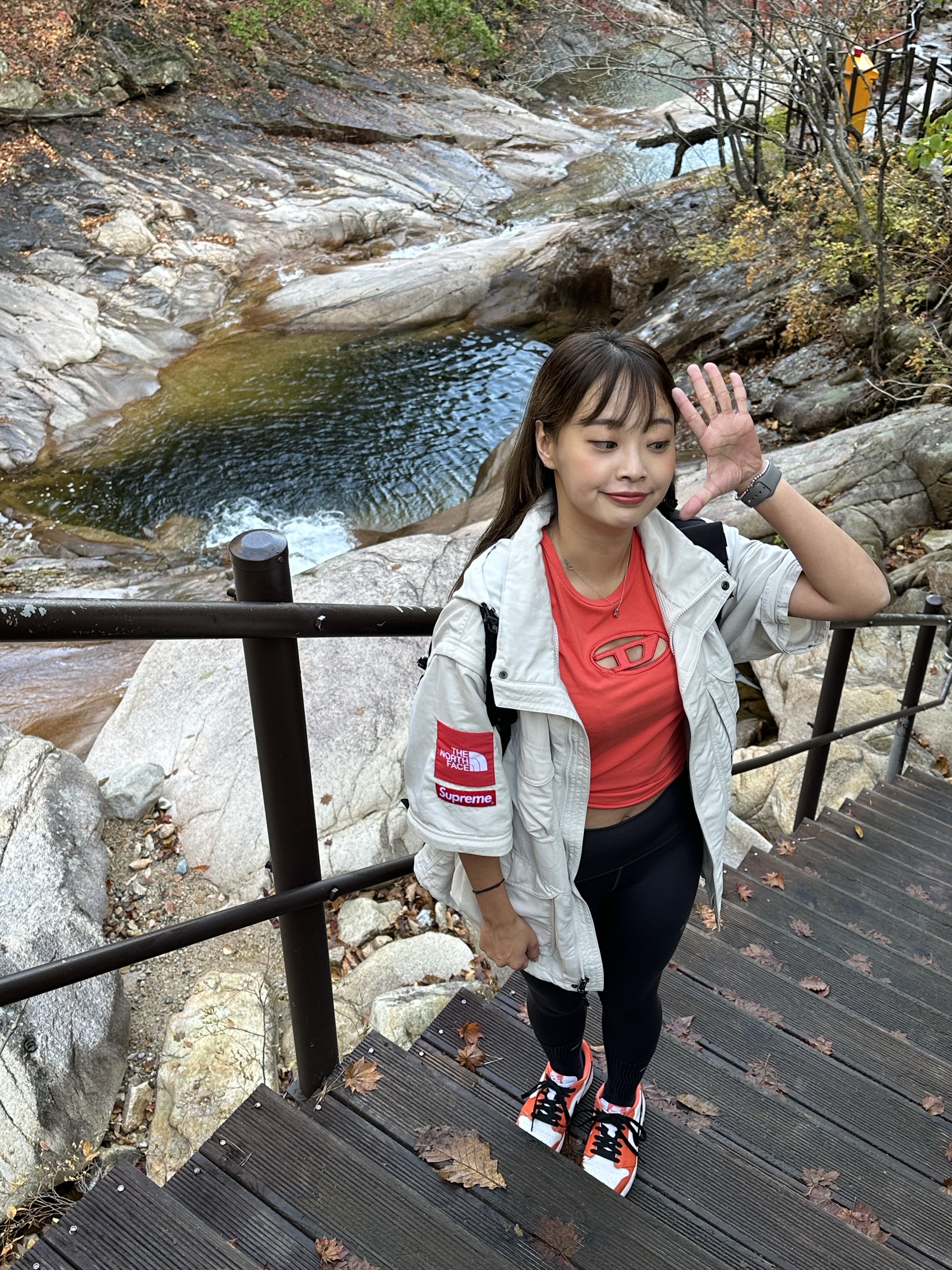 Supreme x The North Face Trekking Convertible Jacket Stone - 22SS, Jordan 1 Low OG Starfish 착용 스타일 - 6
