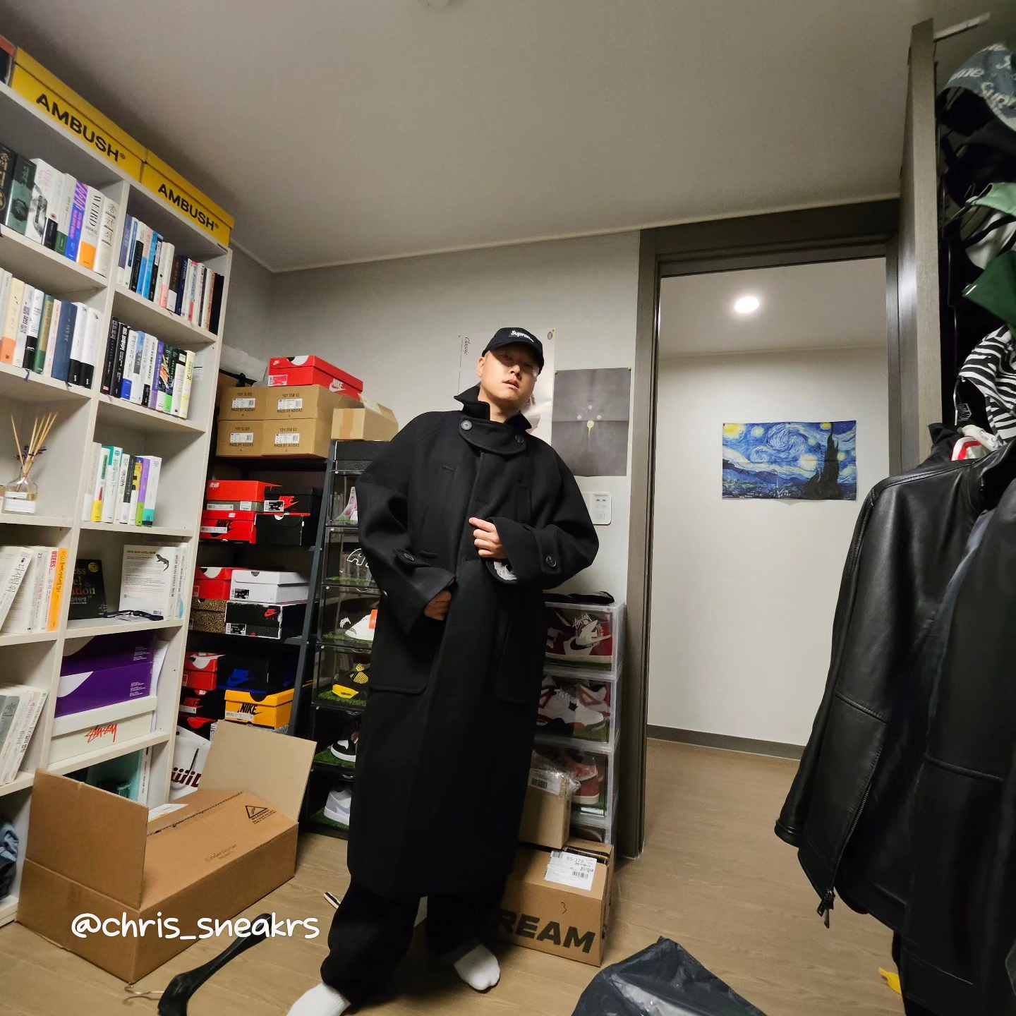 Undermycar Legion.02 Balmacaan Oversized Wool Coat Black, Supreme Lasered Twill Camp Cap Black - 23SS 착용 스타일 - 3