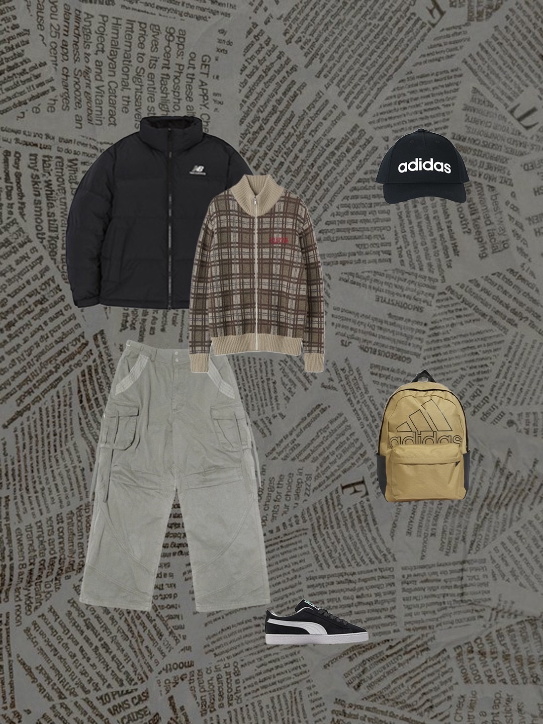 Zara x Ader Error Patchwork Jeans Blue, Vans Old Skool Navy White 착용 스타일 - 6