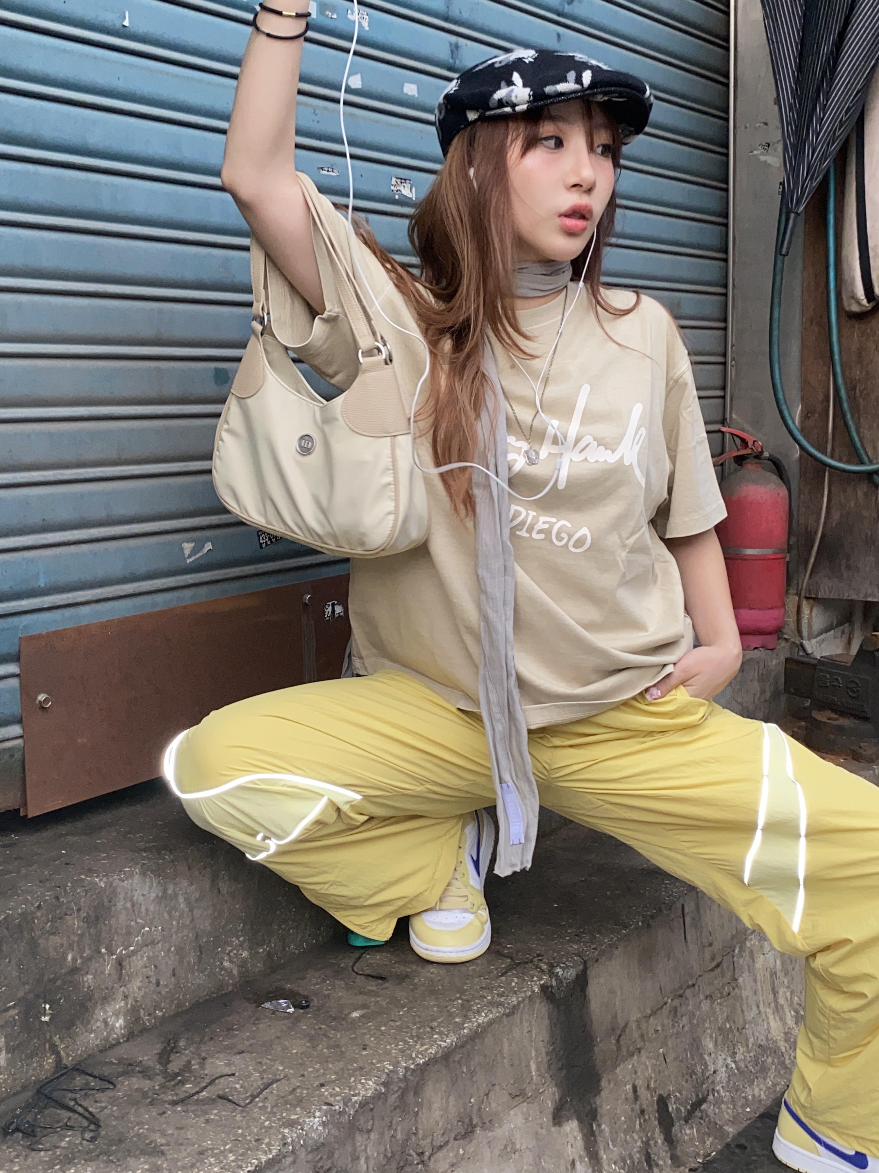 (W) Jordan 1 Mid Lemon Wash Lapis 착용 스타일 - 1