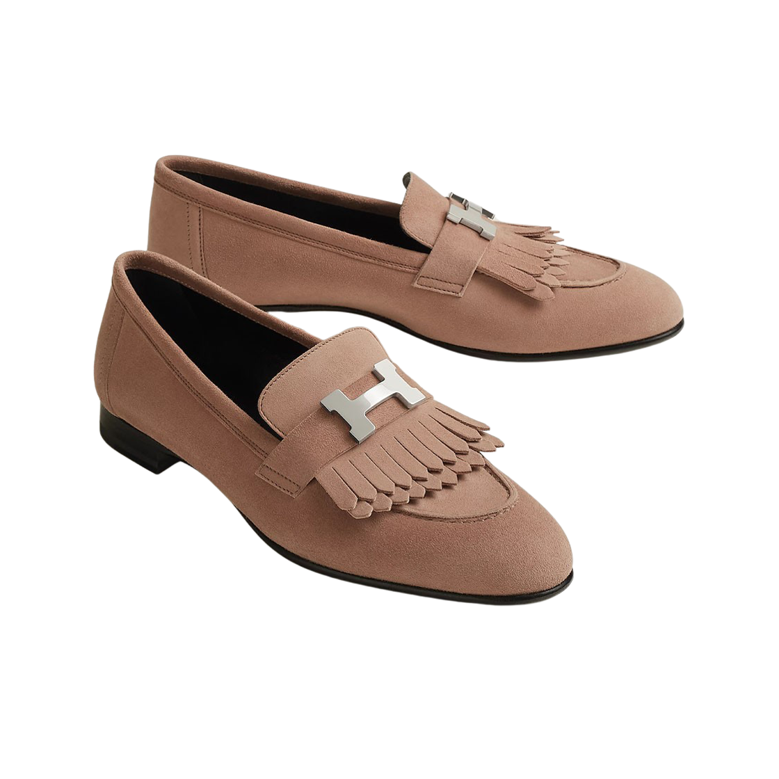 (W) 에르메스 로얄 로퍼 고트스킨 & 팔라듐 하드웨어 로즈 뻬를르((W) Hermes Royal Loafer Suede Goatskin & Palladium Rose Perle) - 2