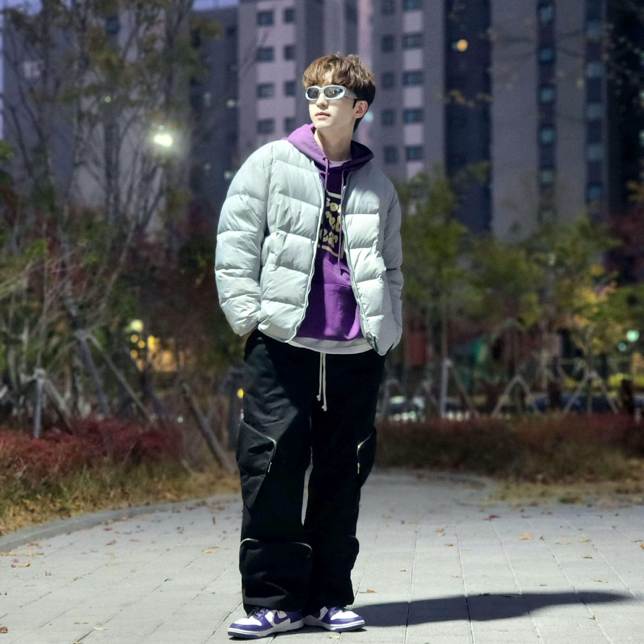 Nike Dunk Low Retro Championship Court Purple 착용 스타일 - 4