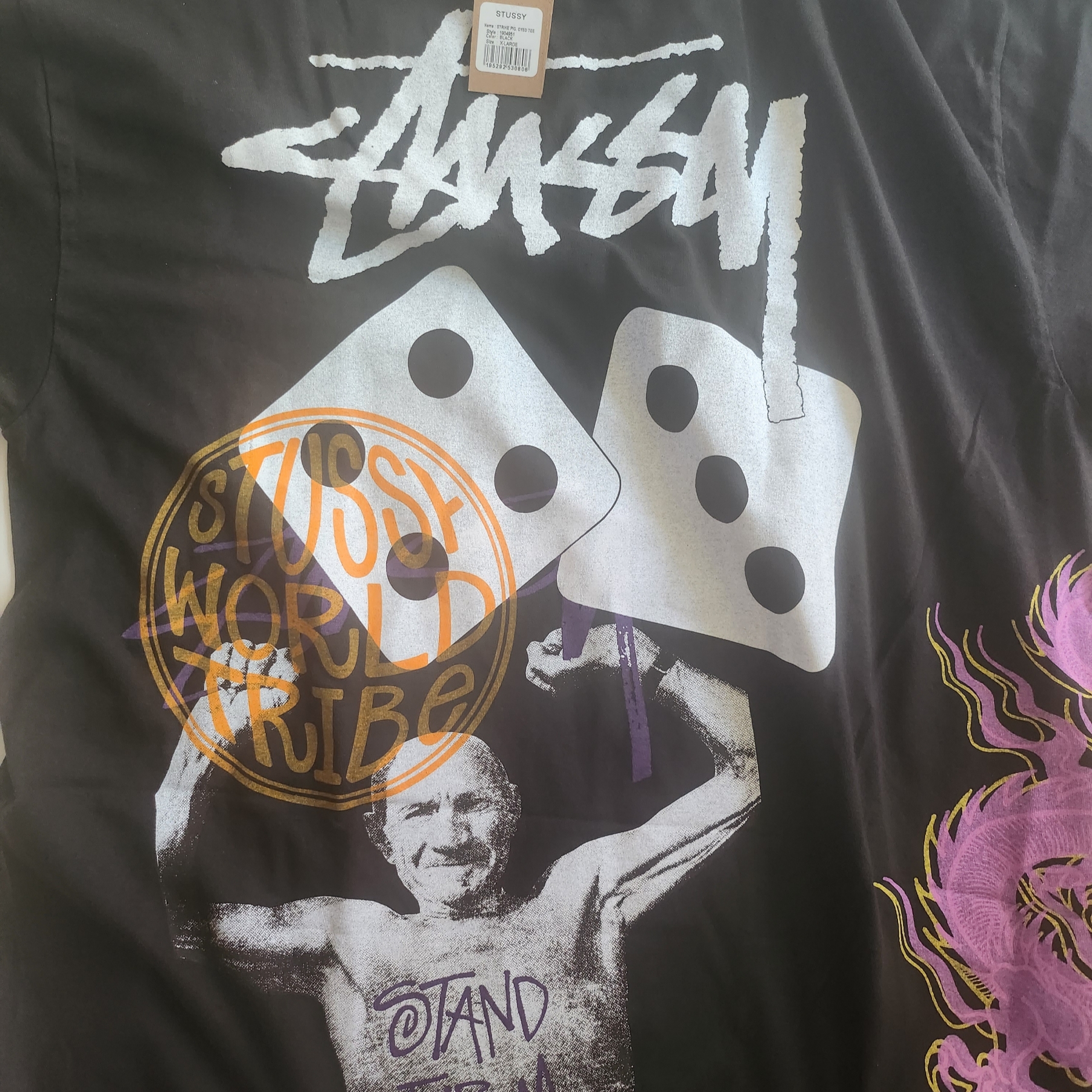 Stussy Strike Pigment Dyed T-Shirt Black 착용 스타일 - 2