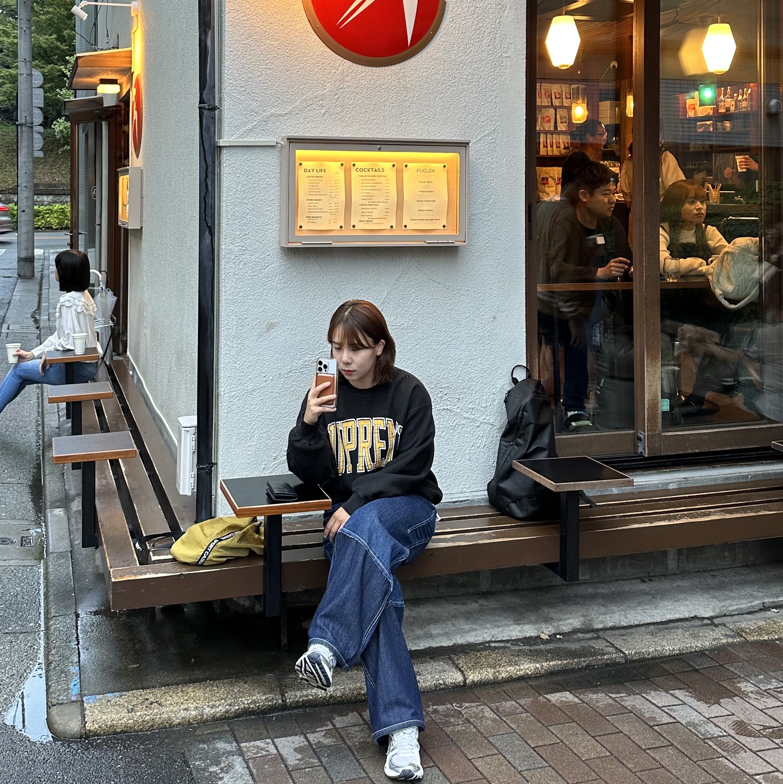 Supreme Inside Out Crewneck Black - 23FW, (W) Asics Gel-Kayano 14 White Midnight 착용 스타일 - 1