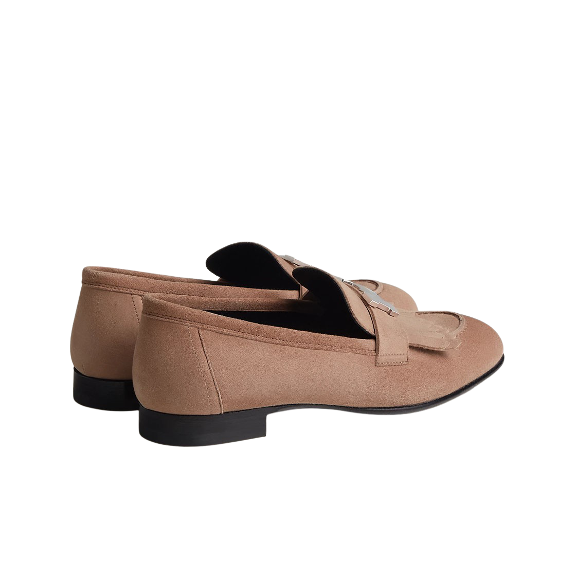 (W) 에르메스 로얄 로퍼 고트스킨 & 팔라듐 하드웨어 로즈 뻬를르((W) Hermes Royal Loafer Suede Goatskin & Palladium Rose Perle) - 3