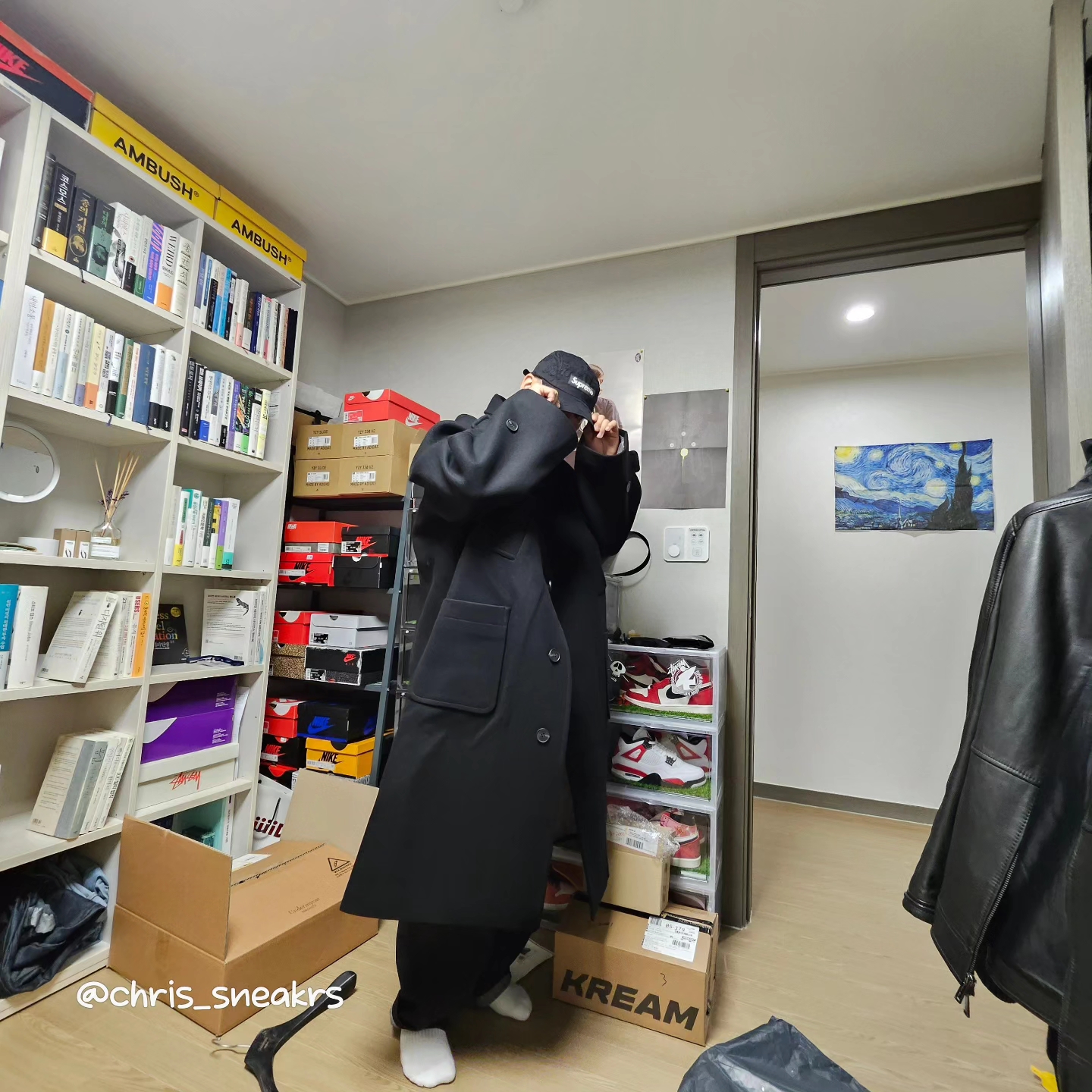 Undermycar Legion.02 Balmacaan Oversized Wool Coat Black, Supreme Lasered Twill Camp Cap Black - 23SS 착용 스타일 - 1