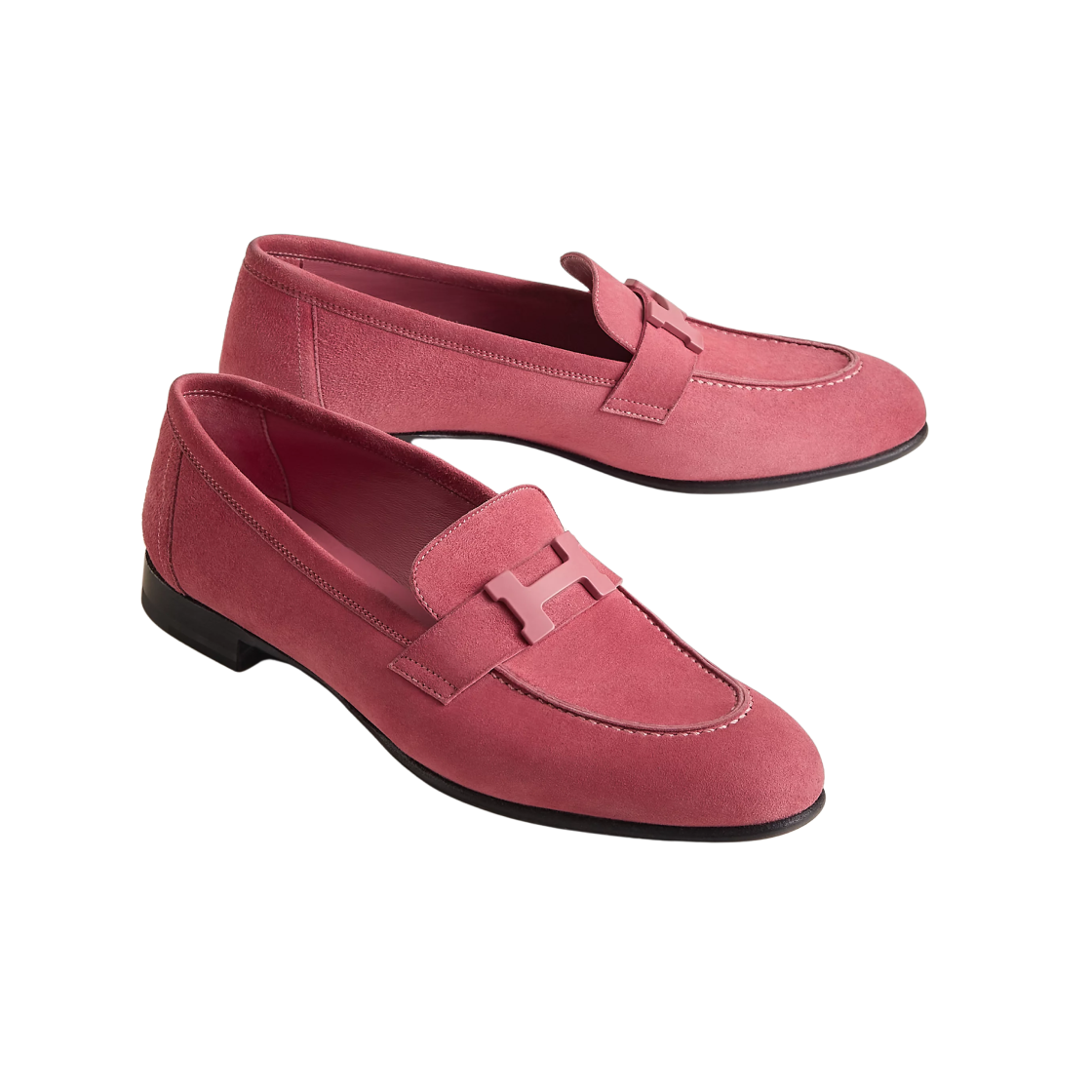 (W) 에르메스 파리 로퍼 스웨이드 고트스킨 & 매트 메탈 하드웨어 로즈 아프로디테((W) Hermes Paris Loafers Suede Goatskin & Matte Metal Rose Aphrodite) - 2