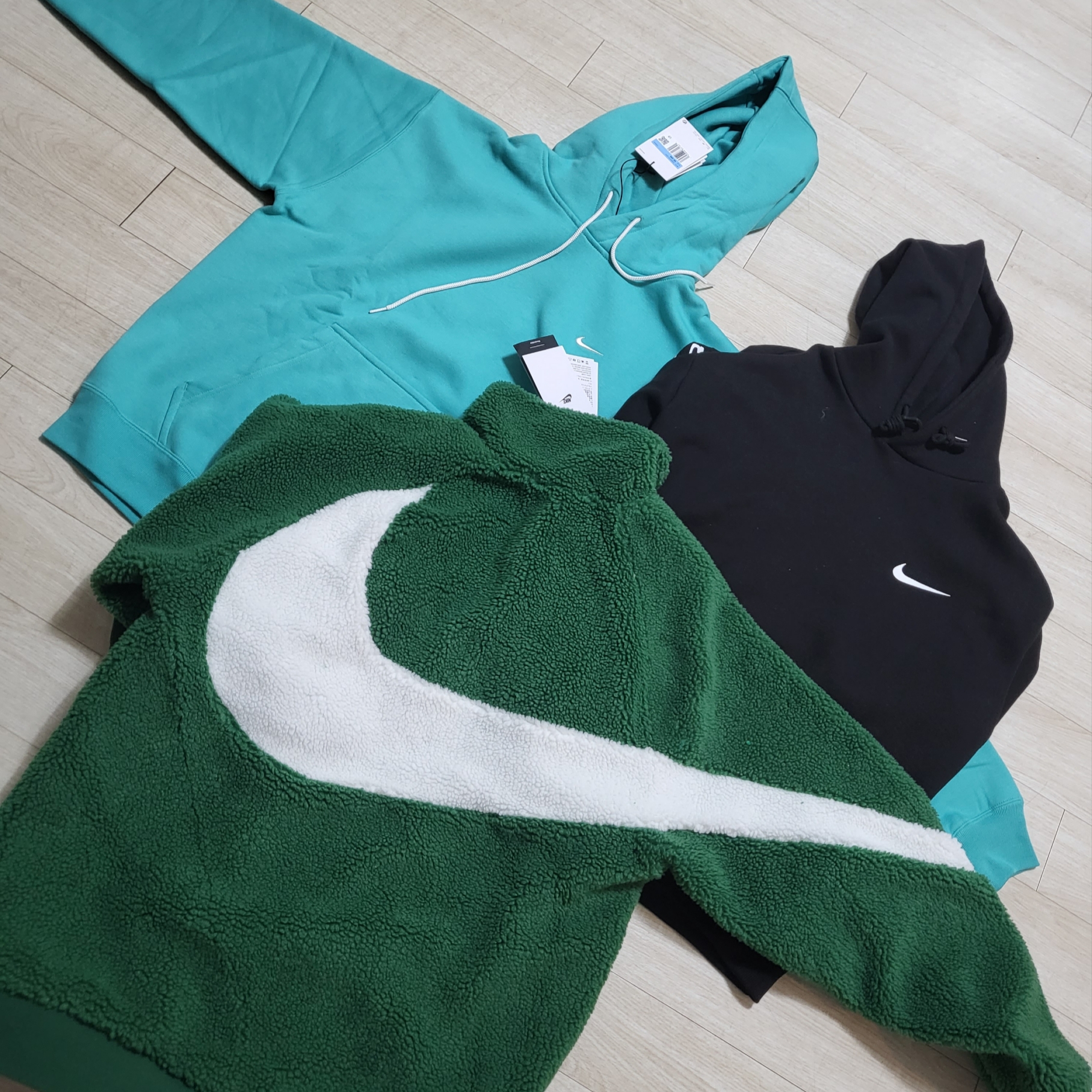 Nike Big Swoosh Full Zip Jacket Gorge Green White 착용 스타일 - 1