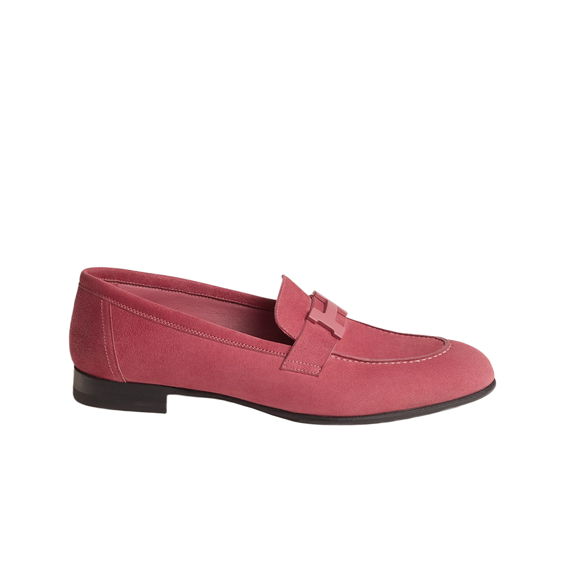 H221065Z8H (W) Hermes Paris Loafers Suede Goatskin & Matte Metal Rose Aphrodite