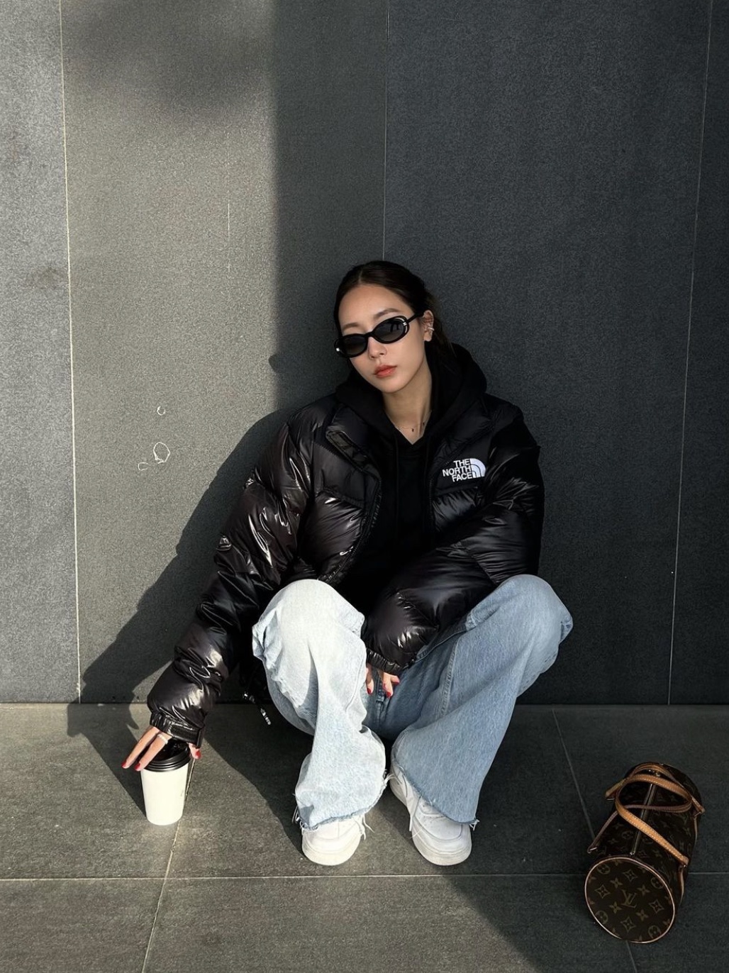 The North Face 1996 Eco Nuptse Jacket Real Black 착용 스타일