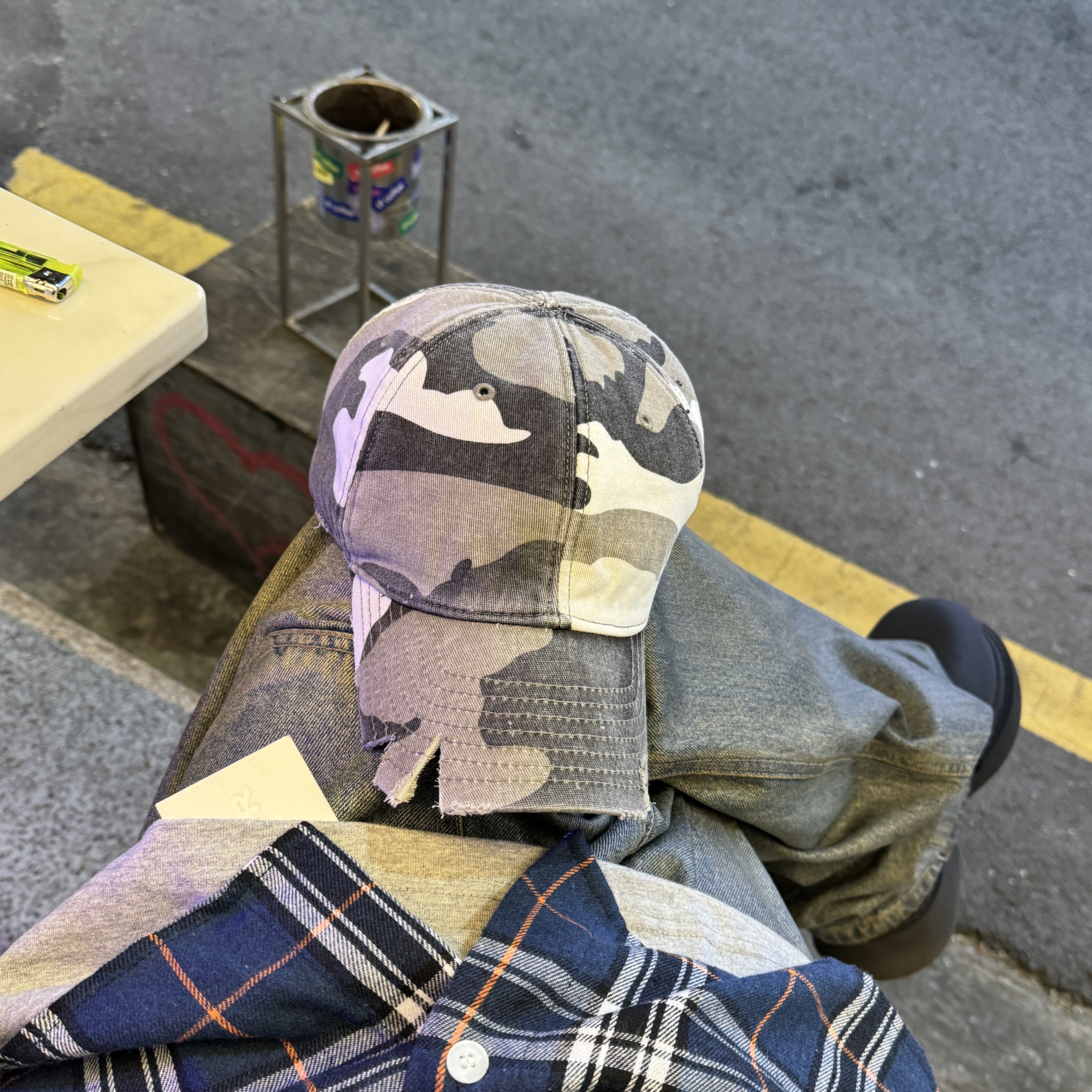 Project G/R Crashed Cap City Camo, Project G/R 3 Layered Top Black 착용 스타일