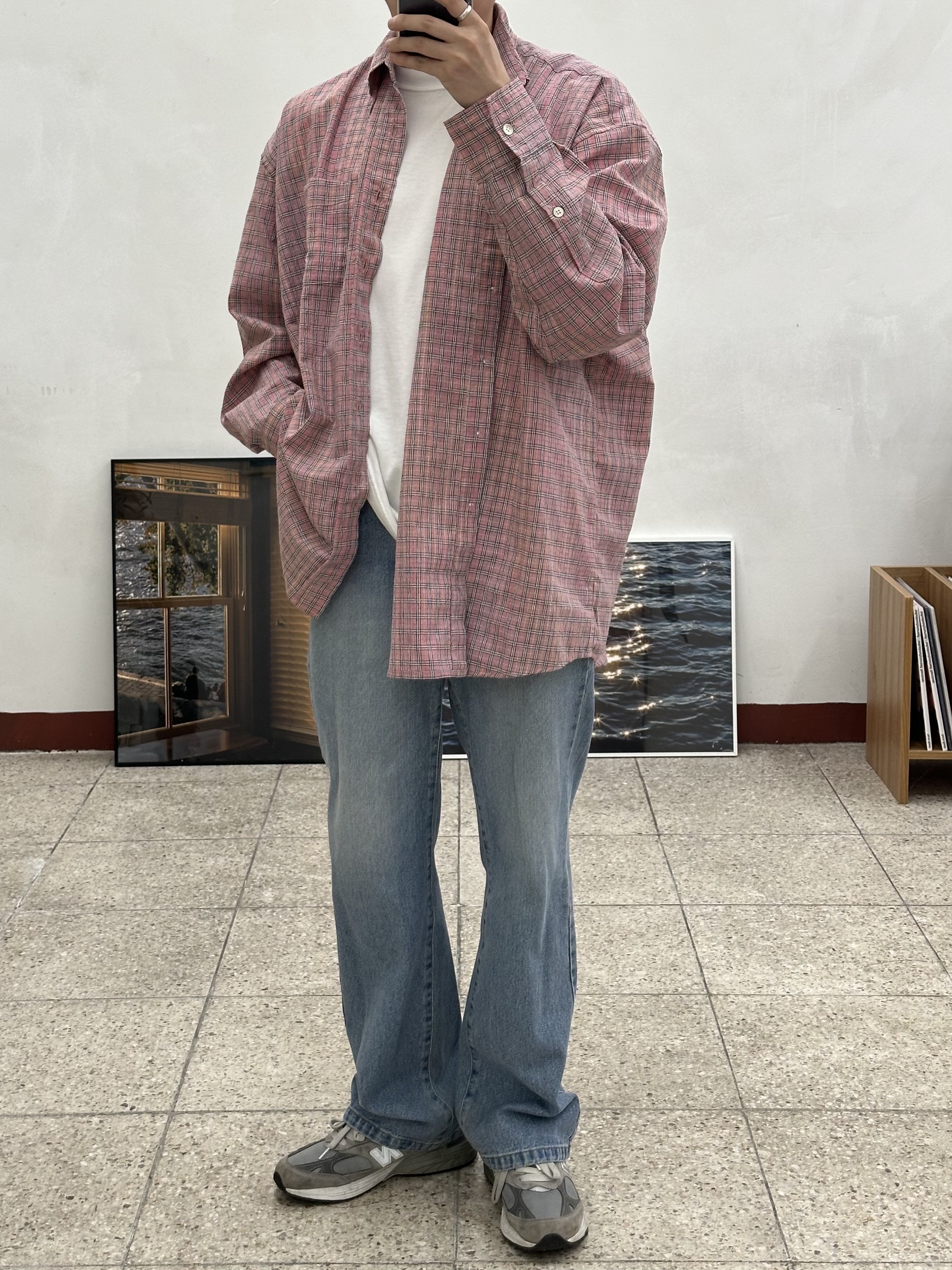 Our Legacy Borrowed BD Shirt Pink Kimble Check 착용 스타일 - 1