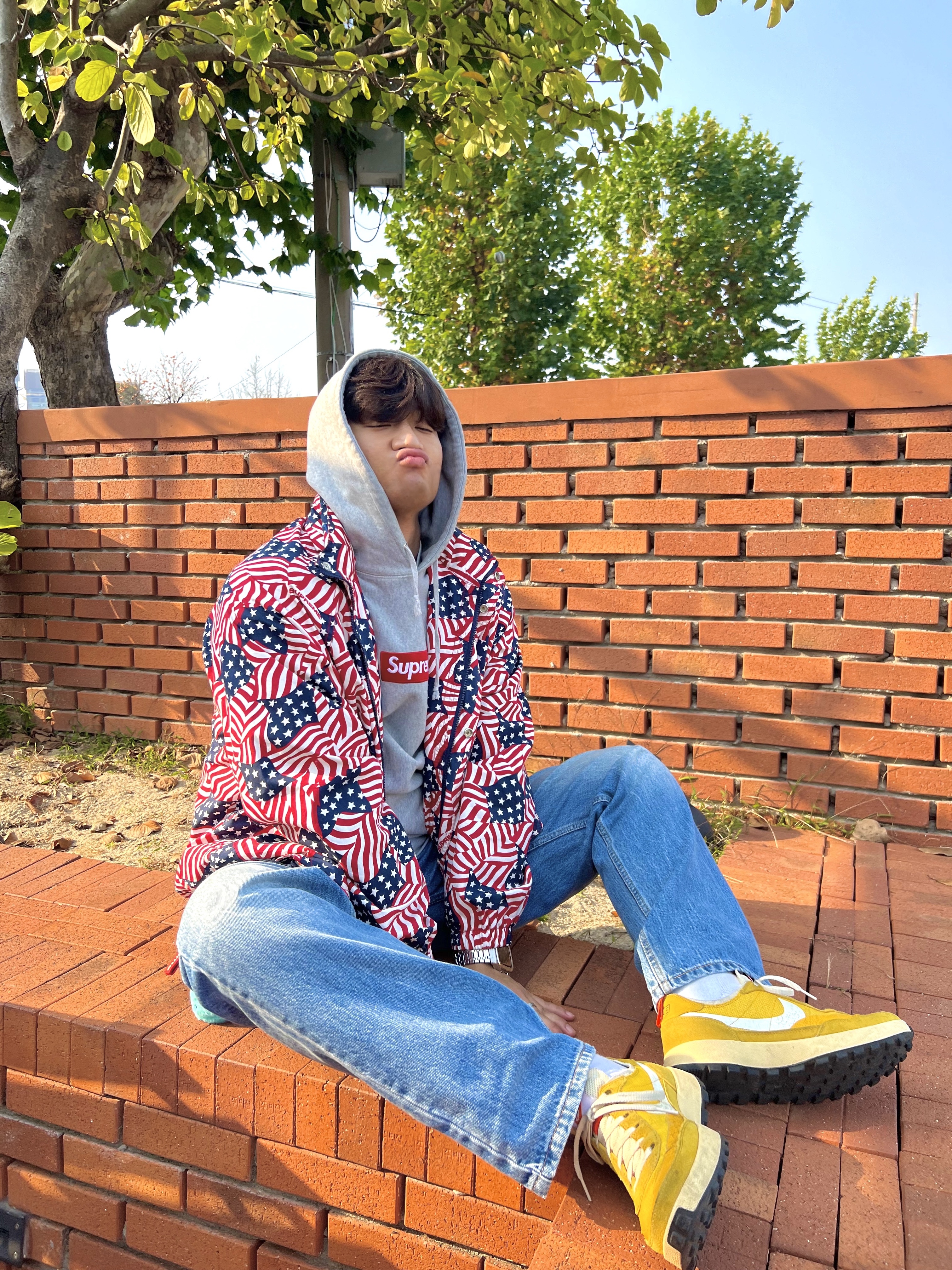Supreme Raglan Court Jacket Flags - 20SS, Nike x Tom Sachs General Purpose Shoe Archive 착용 스타일