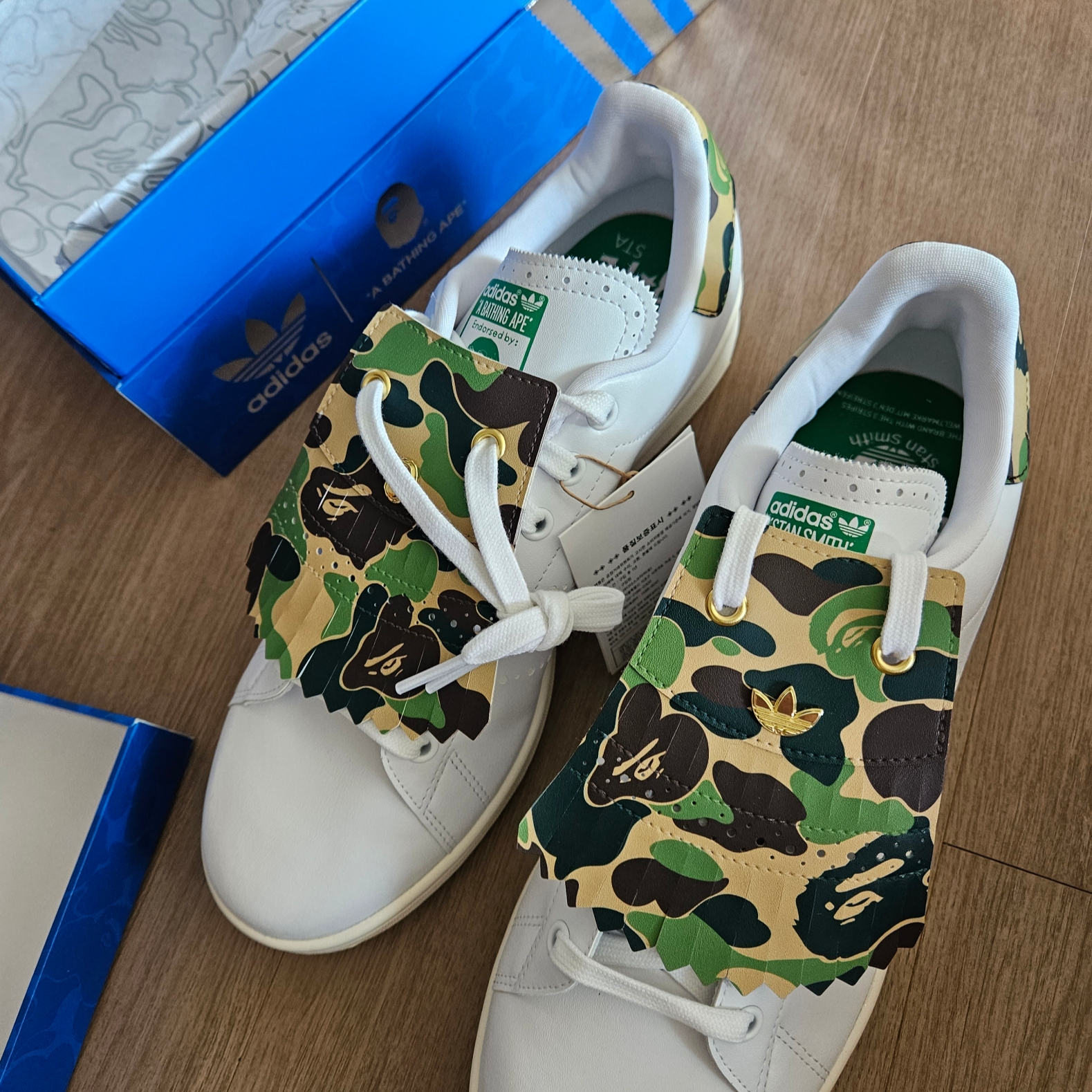 Adidas x BAPE Stan Smith Golf Cloud White Green 착용 스타일 - 4