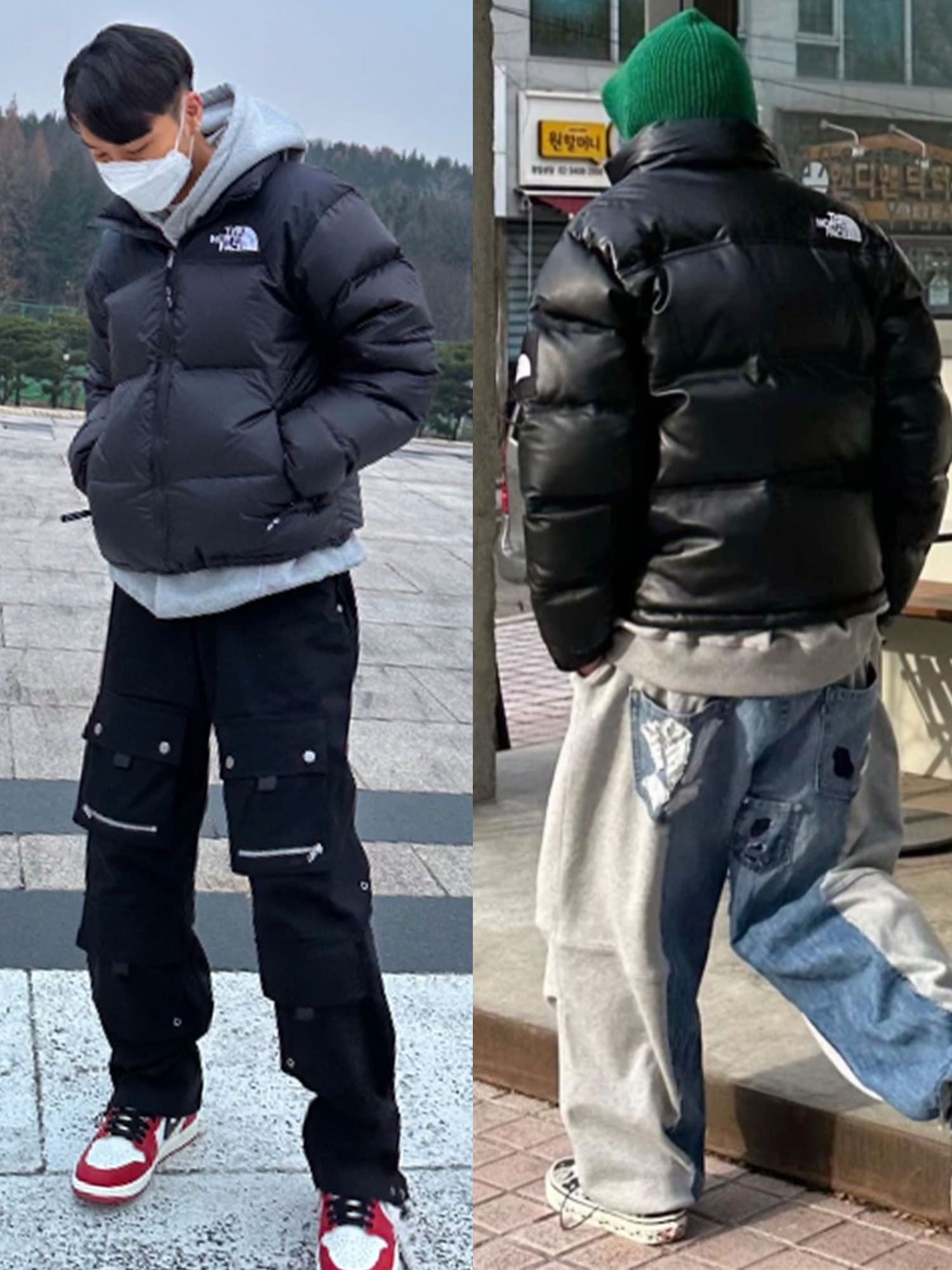 The North Face 1996 Eco Nuptse Jacket Black, The North Face 1996 Retro Nuptse Jacket Dark Oak 착용 스타일 - 2