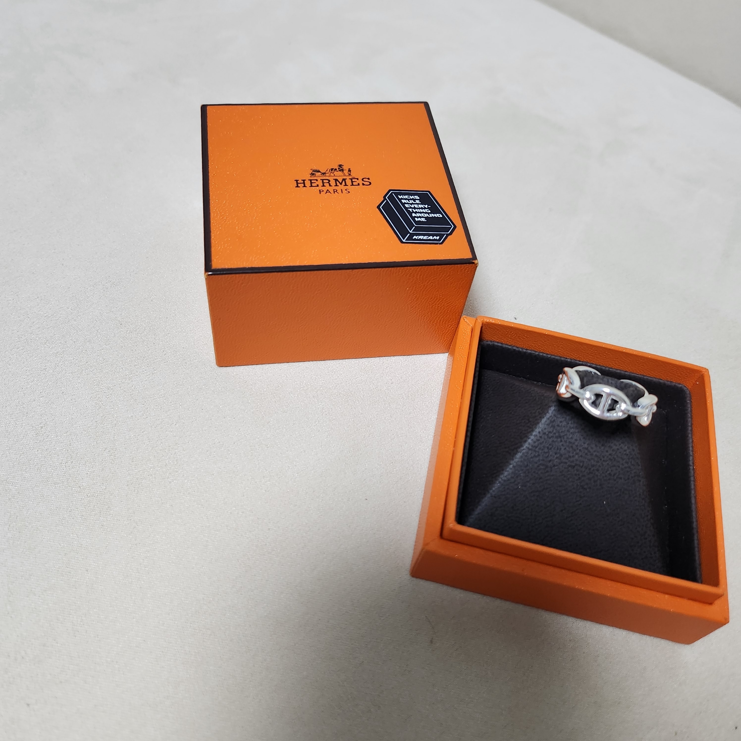 (W) Hermes Small Chaine D'Ancre Enchainee Ring Sterling Silver 착용 스타일
