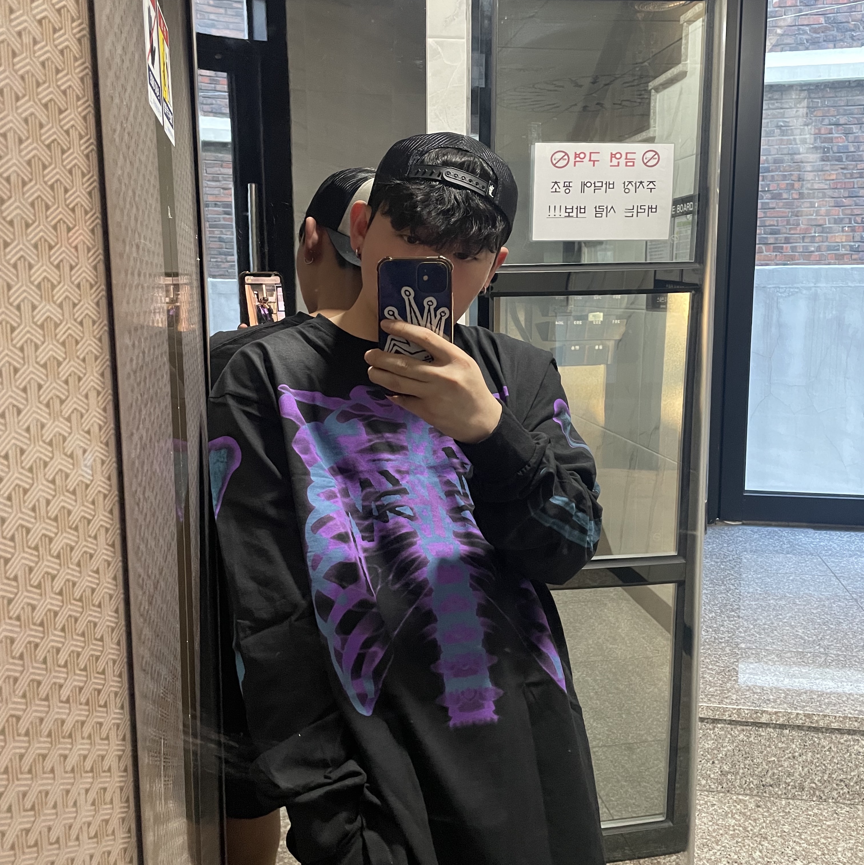 Stussy Rib Cage LS T-Shirt Black 착용 스타일