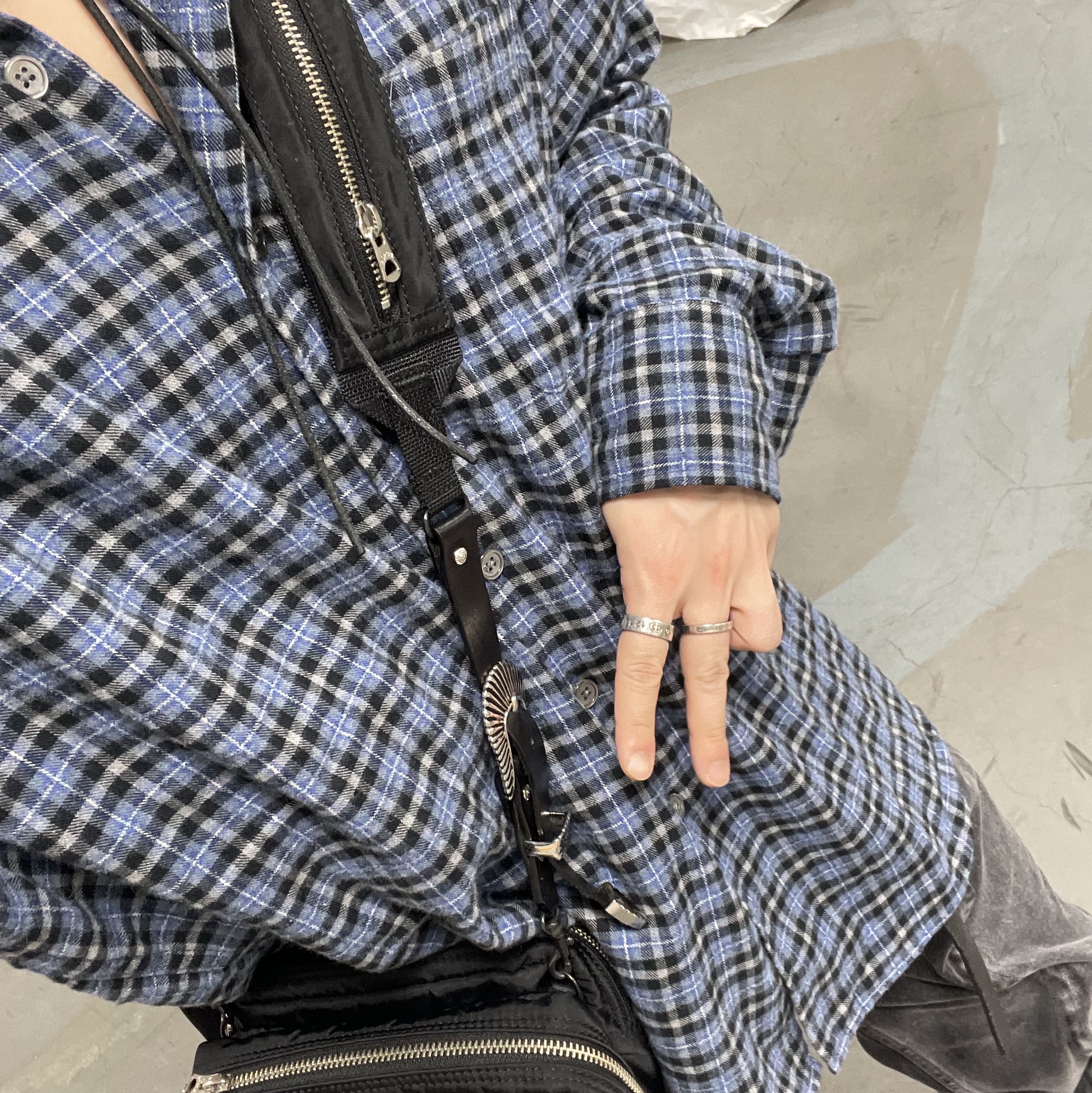 Our Legacy Above Shirt Cantrell Check, Y/Project Classic Wire Jeans Black - 22FW 착용 스타일 - 2