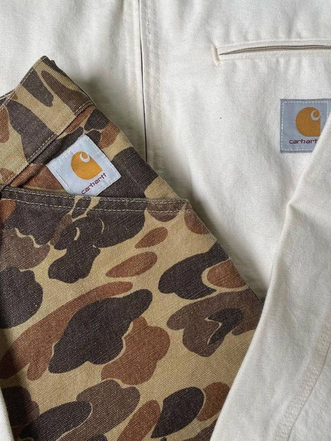 Palace x Carhartt WIP Michigan Coat Dollar Green Camo - 23FW, Palace x Carhartt WIP Double Knee Pants Dollar Green - 23FW 착용 스타일 - 6