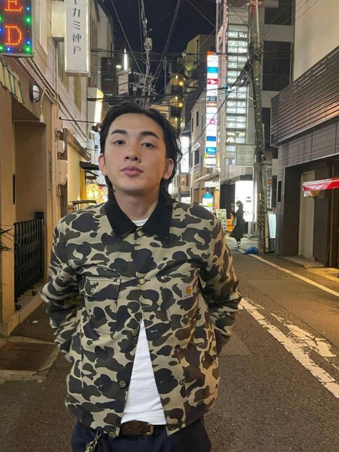 Palace x Carhartt WIP Michigan Coat Dollar Green Camo - 23FW, Palace x Carhartt WIP Double Knee Pants Dollar Green - 23FW 착용 스타일 - 2
