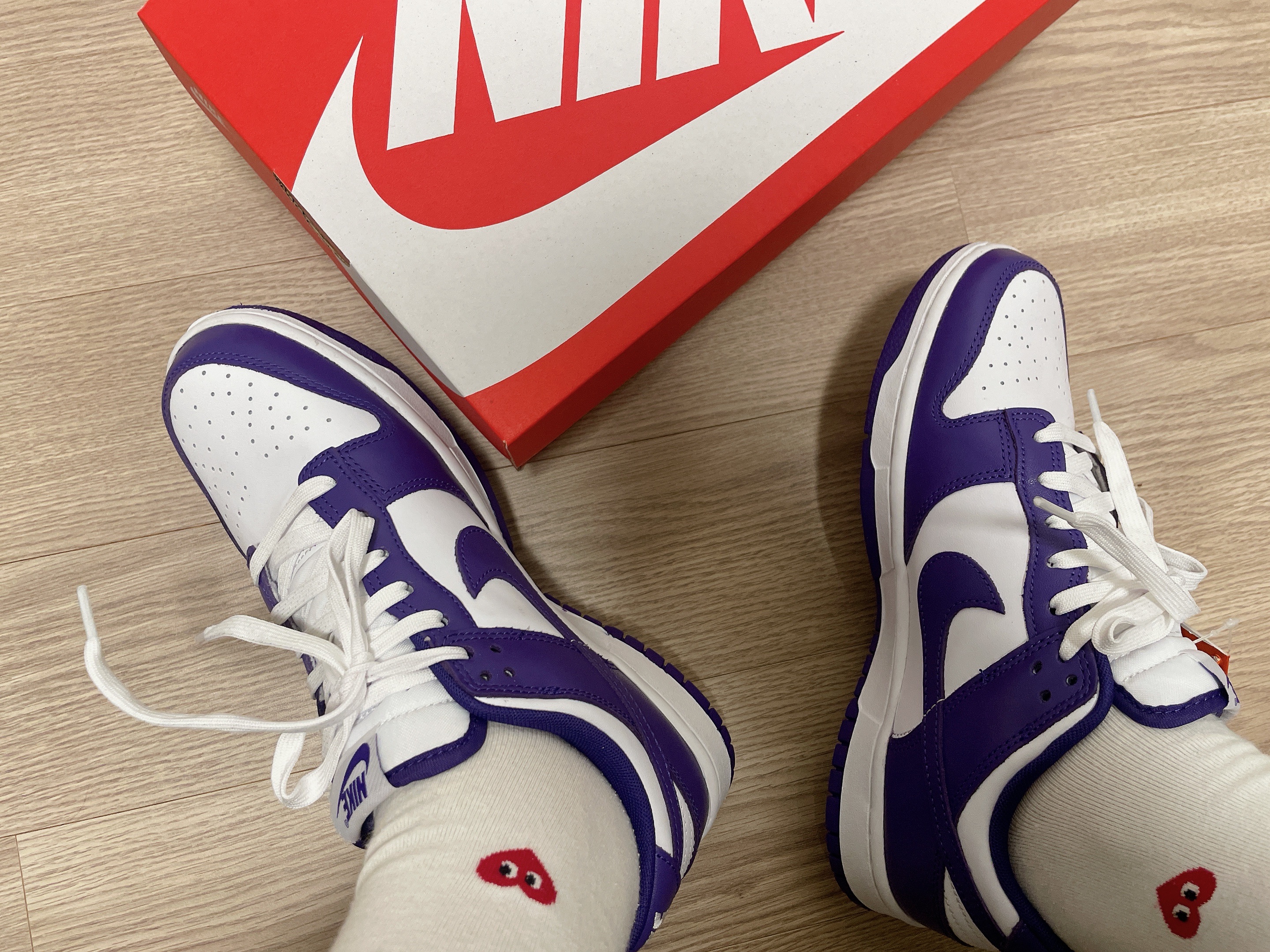 Nike Dunk Low Retro Championship Court Purple 착용 스타일