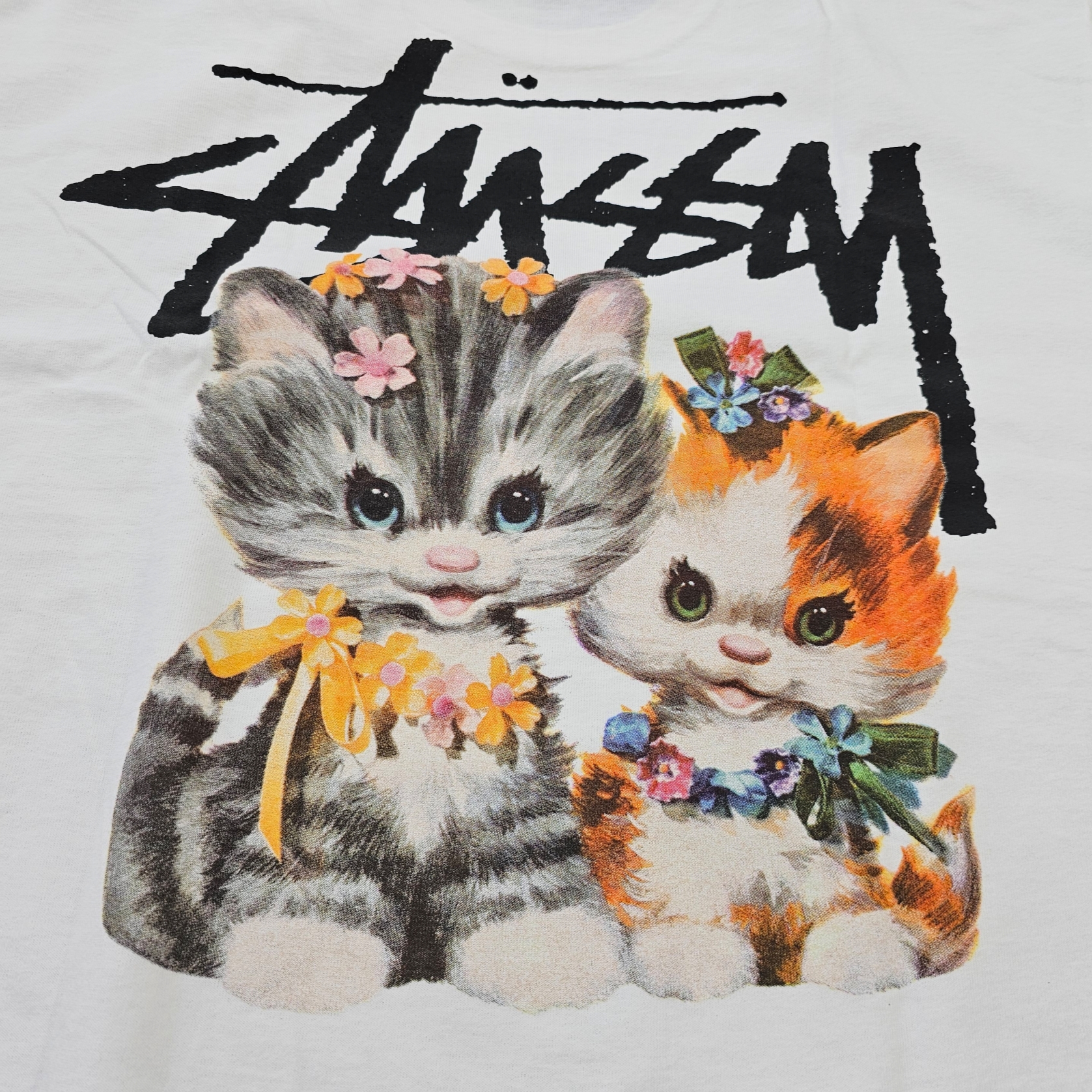 Stussy Kittens T-Shirt White 착용 스타일