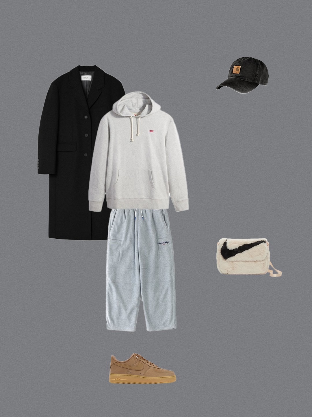 Nike Air Force 1 '07 WB Flax, Nike NSW Futura 365 Faux Fur Crossbody Bag 1L White 착용 스타일 - 2