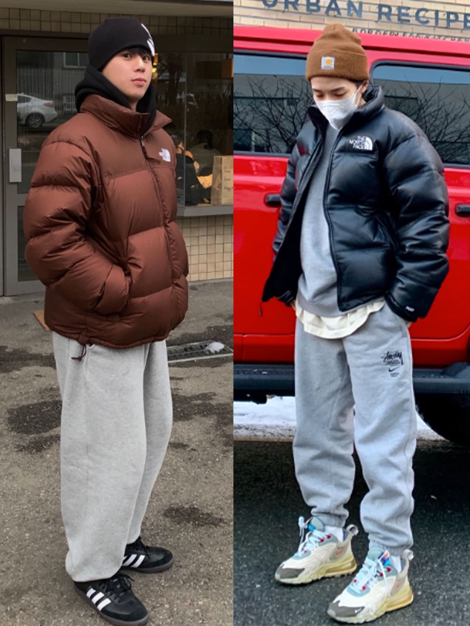 The North Face 1996 Eco Nuptse Jacket Black, The North Face 1996 Retro Nuptse Jacket Dark Oak 착용 스타일 - 3