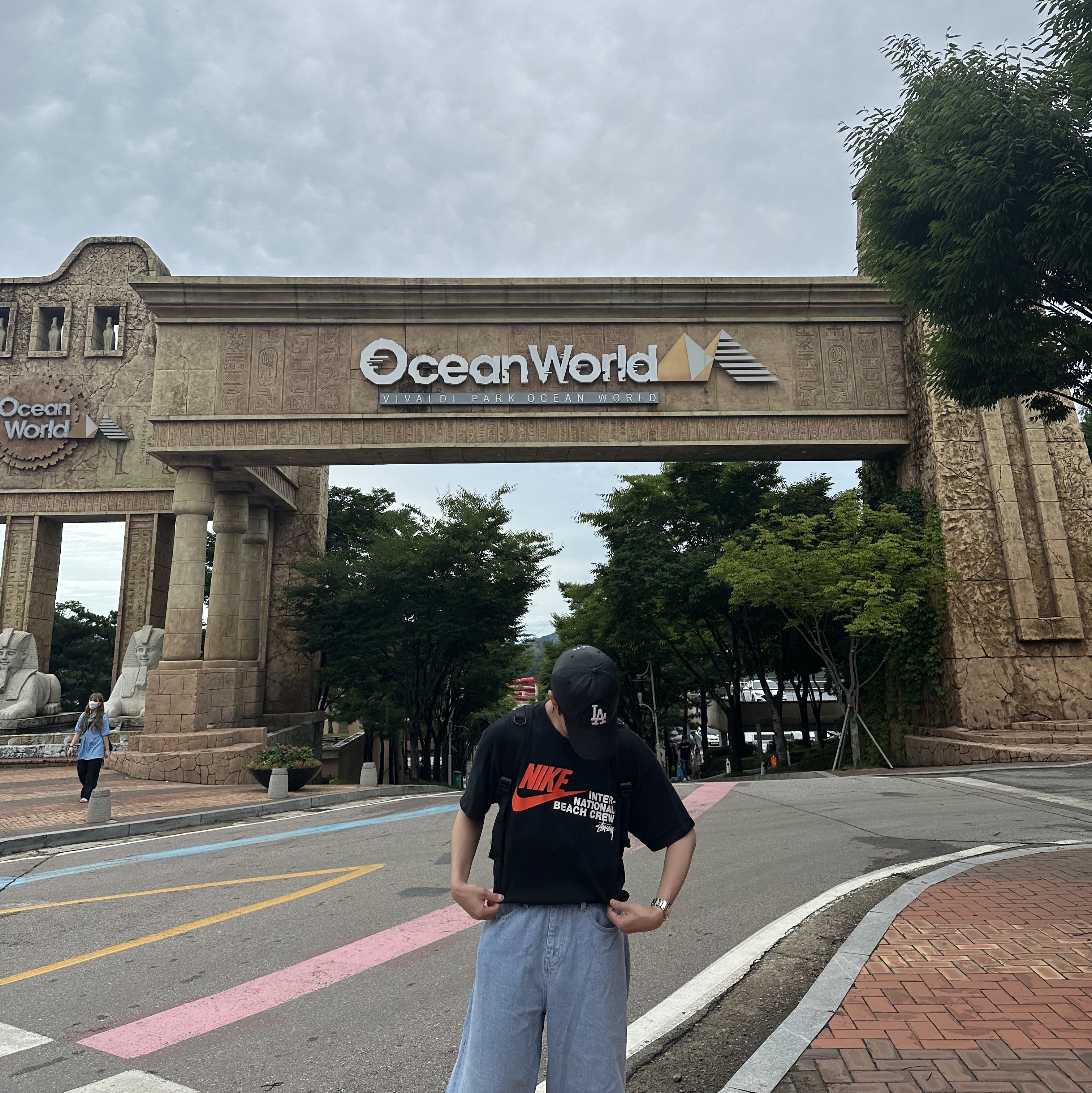 Nike x Stussy International Beach Crew T-Shirt Black - Asia, IATF x New Era LA Dodgers Leather Ball Cap Black 착용 스타일