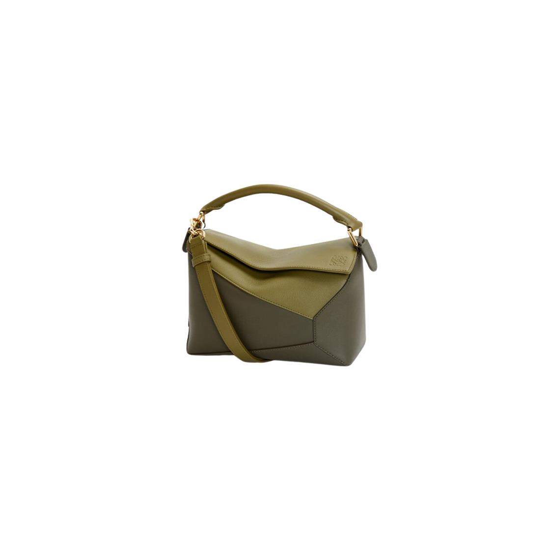 Loewe Small Puzzle Bag In Classic Calfskin Olive Green Khaki Green 상세 이미지 1