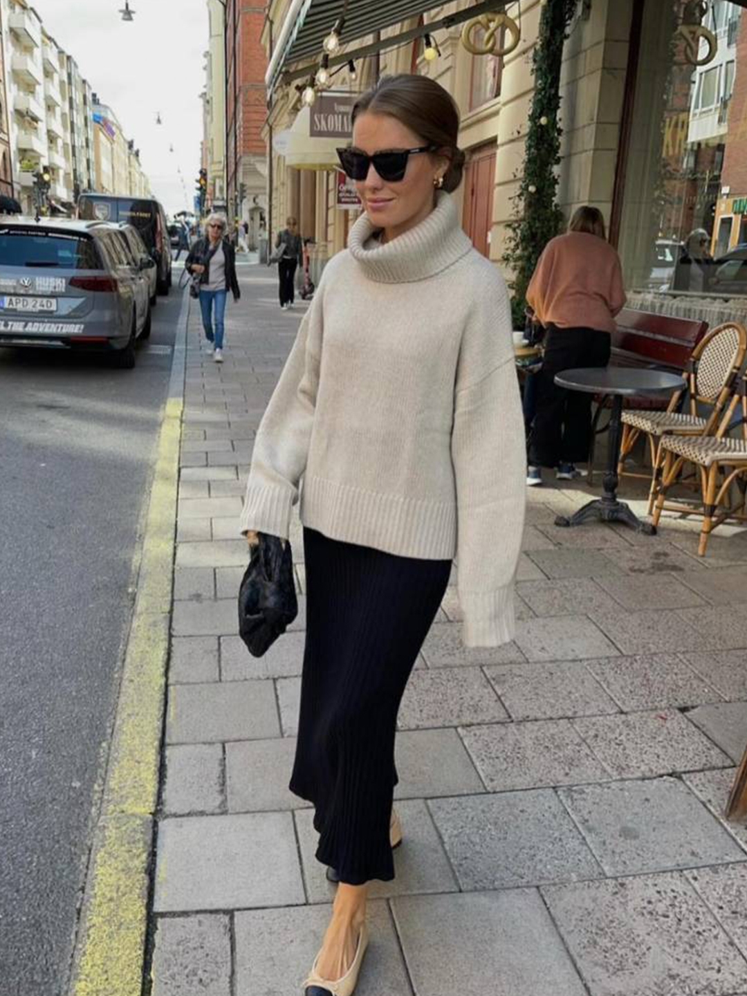 Maison Kitsune Fox Head Patch Turtleneck Knit Beige Melange, Stone Island 542A2 Cotton Turtleneck Knit Gray - 21FW 착용 스타일 - 5