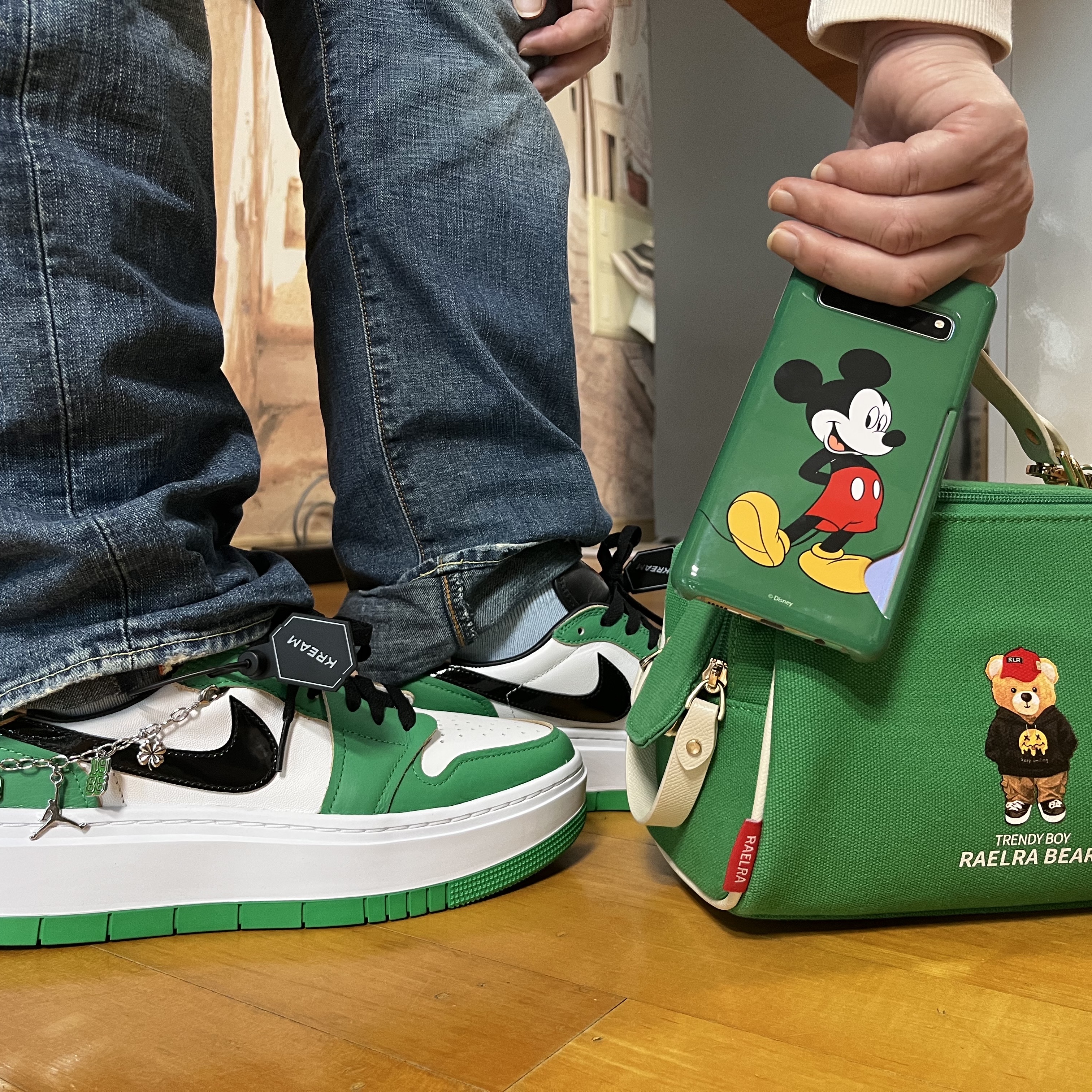 (W) Jordan 1 Elevate Low SE Lucky Green 착용 스타일