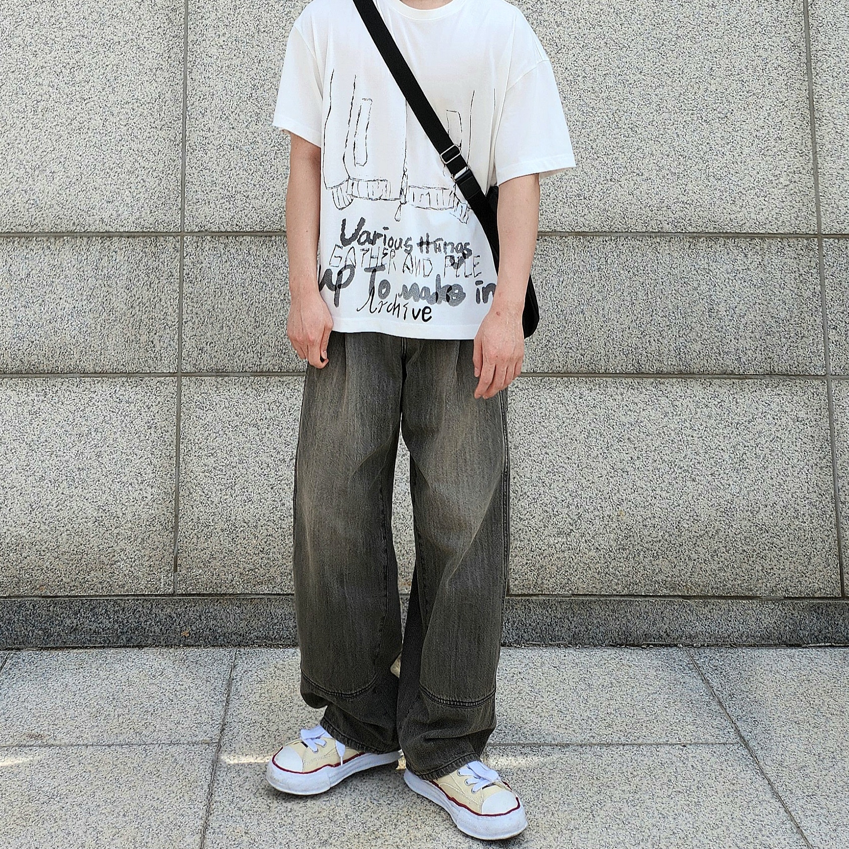 Maison Mihara Yasuhiro Peterson OG Sole Canvas Low-top Sneakers Natural 착용 스타일