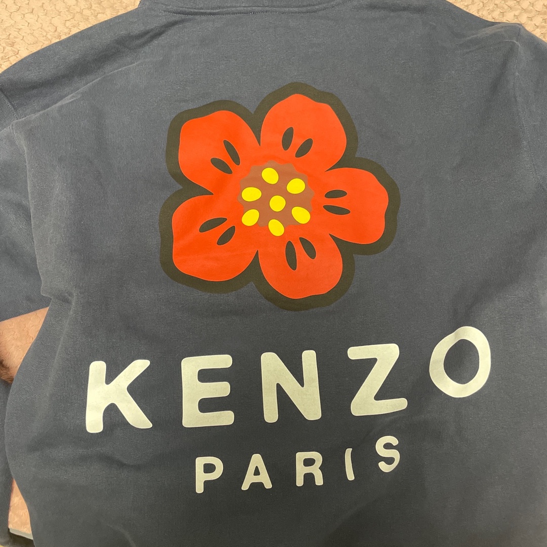 Kenzo Boke Flower Oversized Hooded Sweatshirt Midnight Blue 착용 스타일 - 2