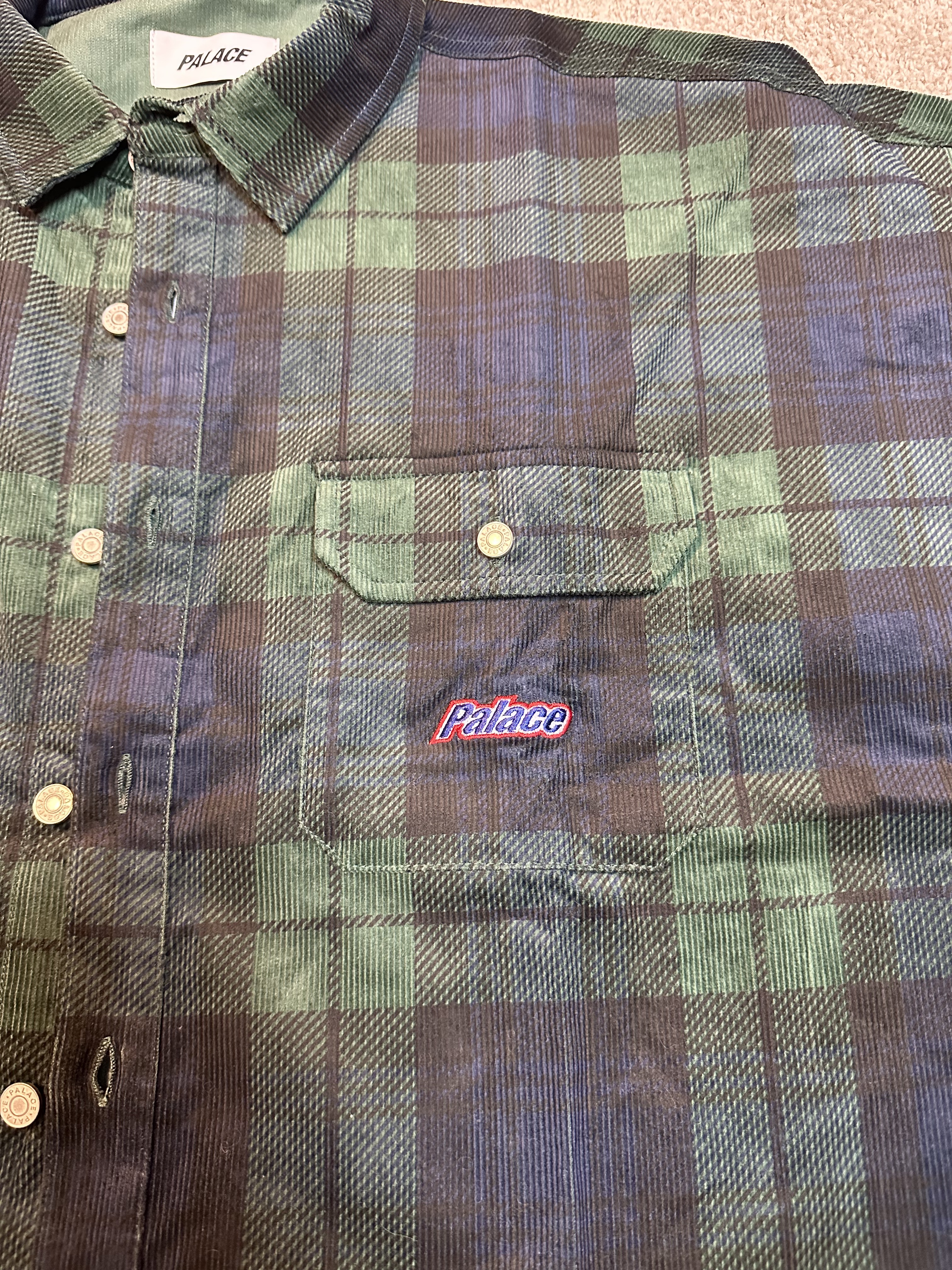 Palace Drop Shoulder Cord Shirt Tartan - 23FW 착용 스타일 - 3