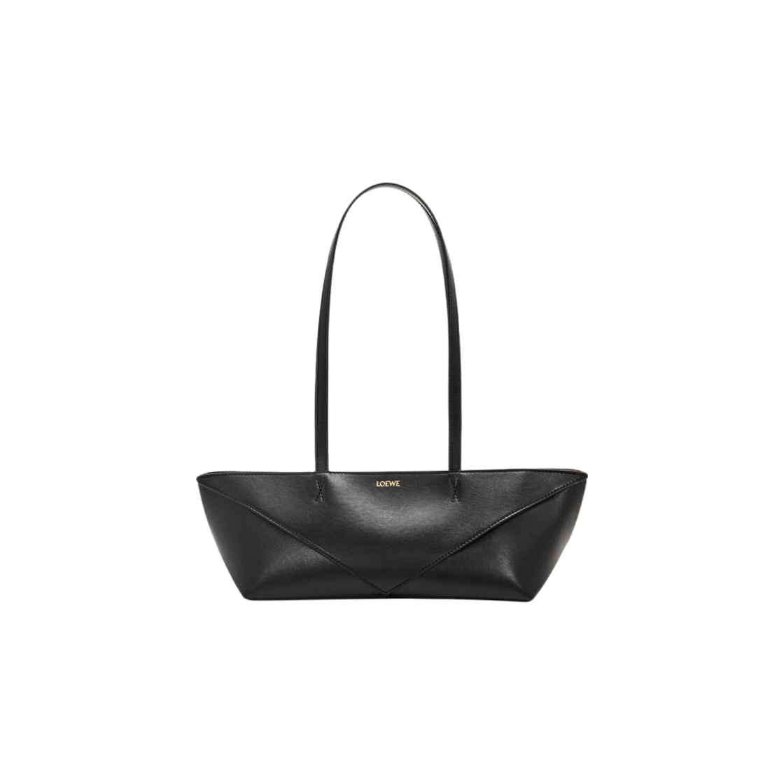 Loewe Cropped Puzzle Fold Bag In Shiny Calfskin Black 상세 이미지 1