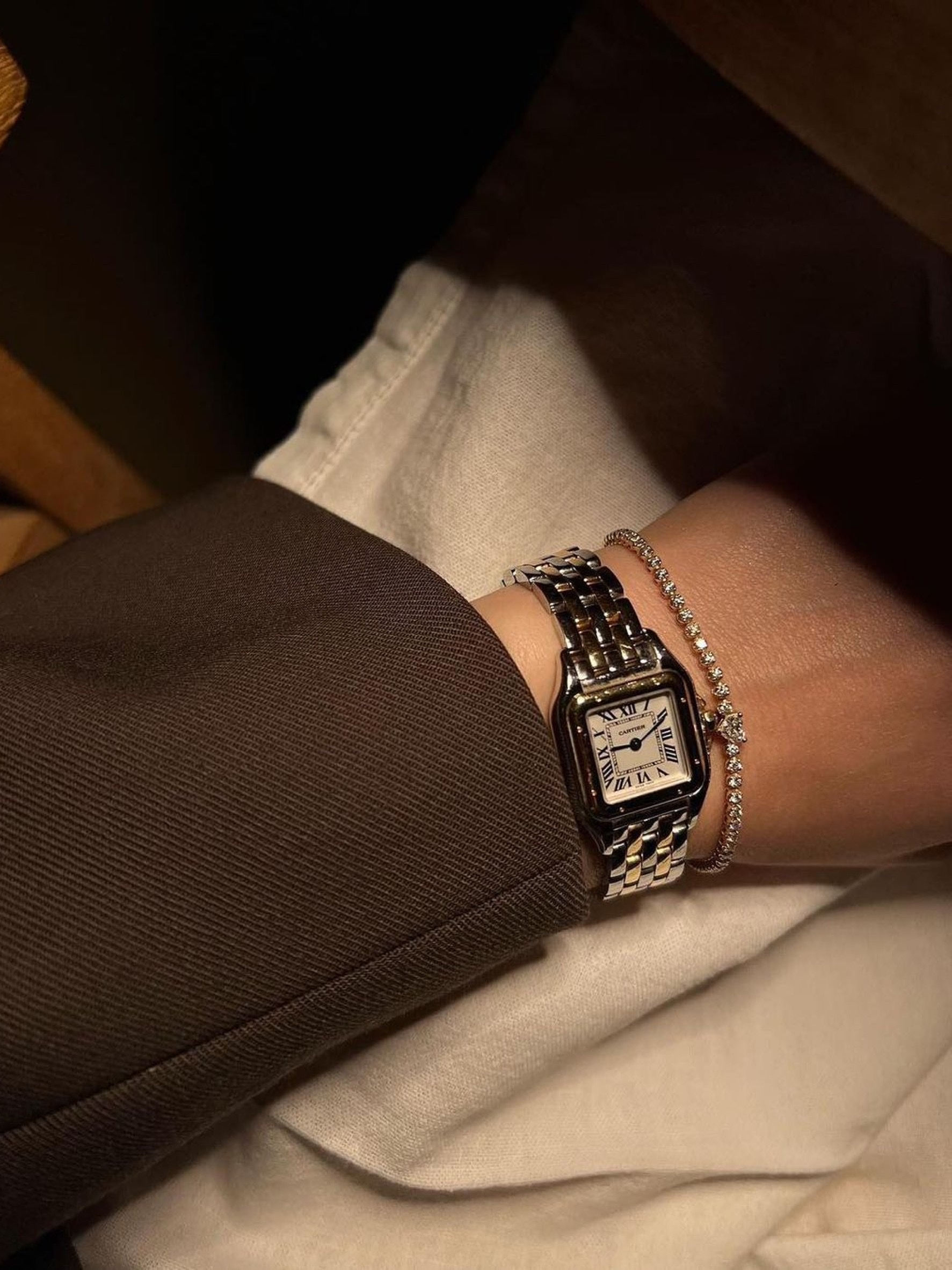 Cartier Panthere Watch Small Quartz Steel Bracelet Steel 착용 스타일 - 4